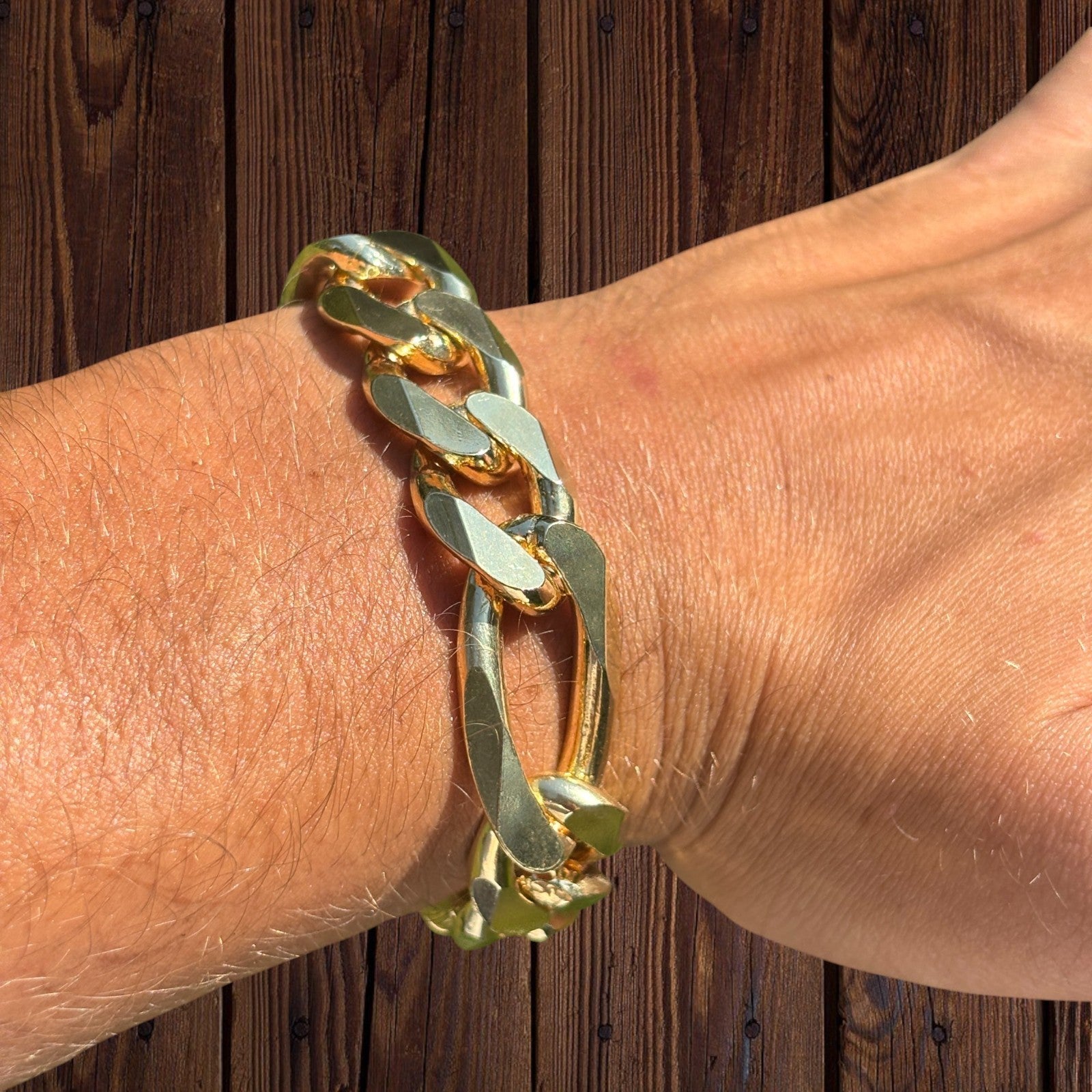 925 Sterling Silver 16mm Figaro Bracelet