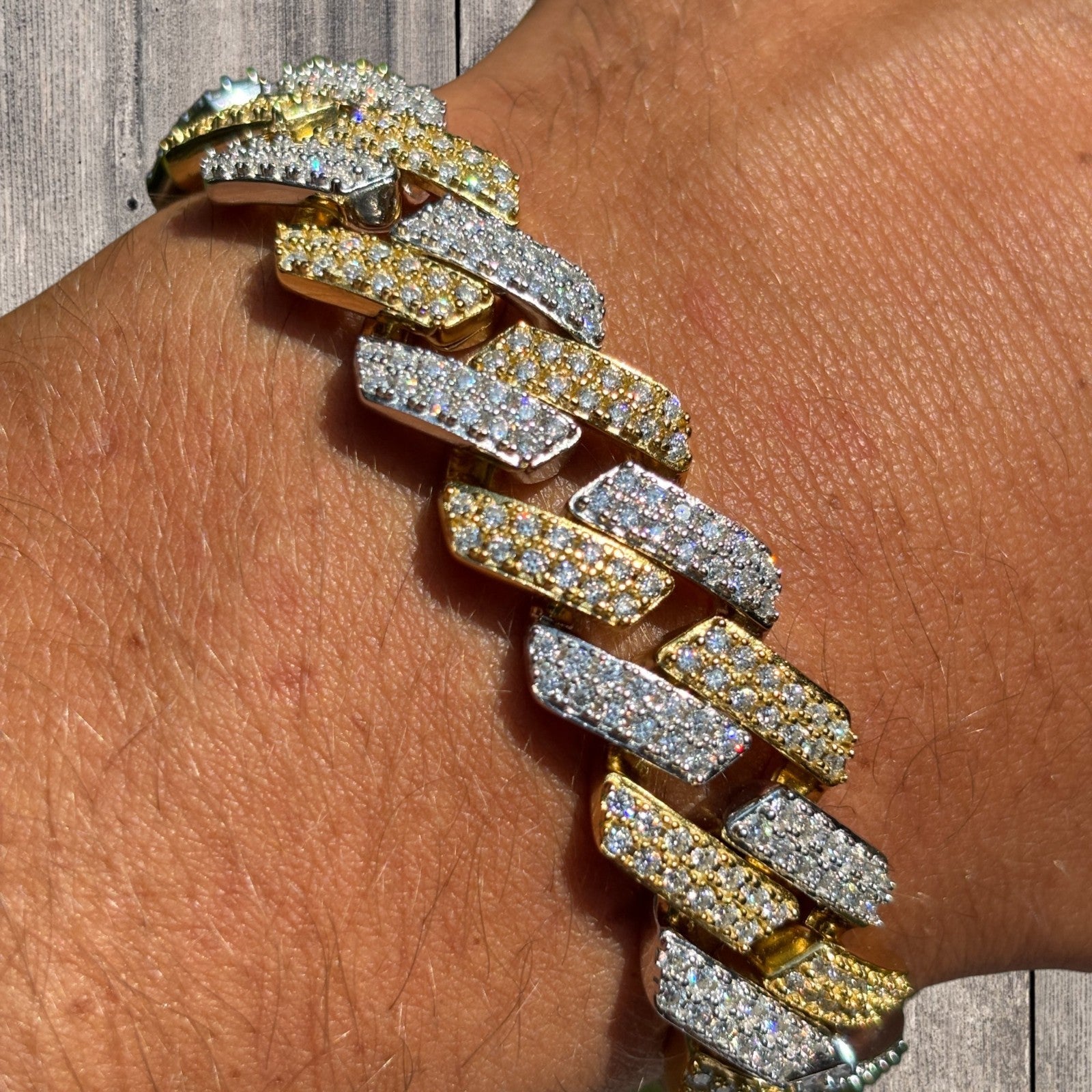 925 Sterling Silver 16mm Moissanite Cuban Prong Bracelet