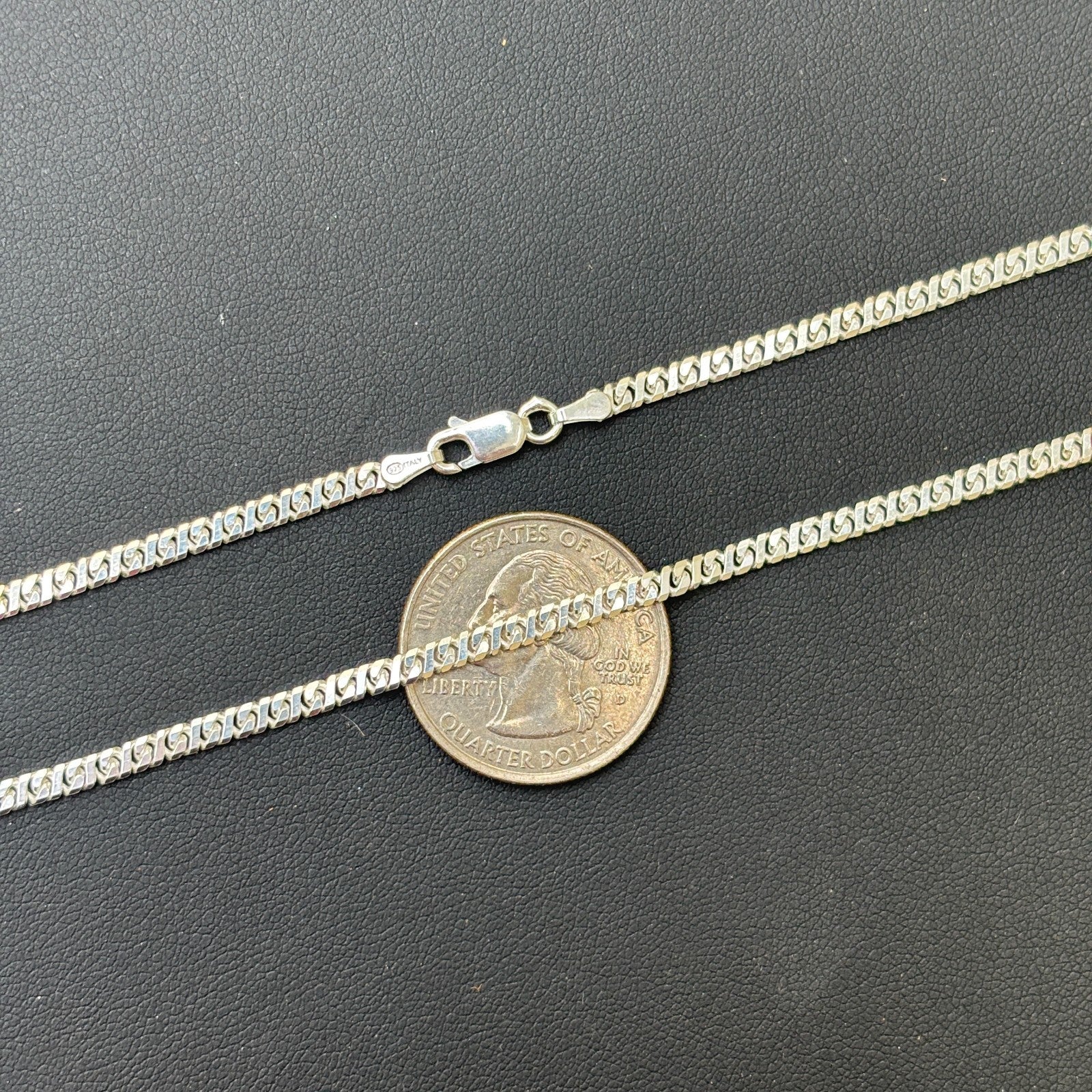 925 Sterling Silver 2.5mm Dollar Chain Necklace