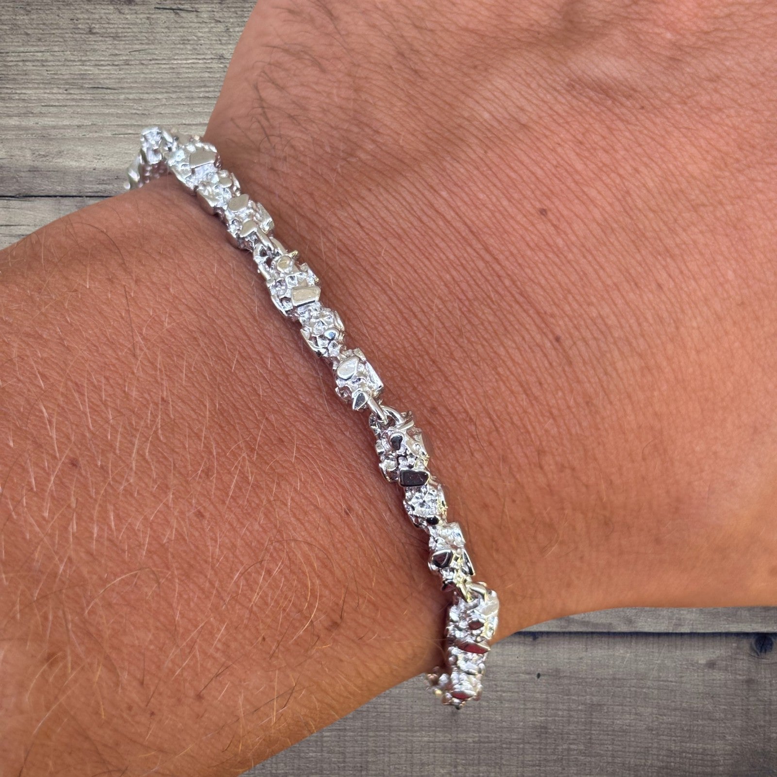 925 Sterling Silver 5mm Nugget Bracelet