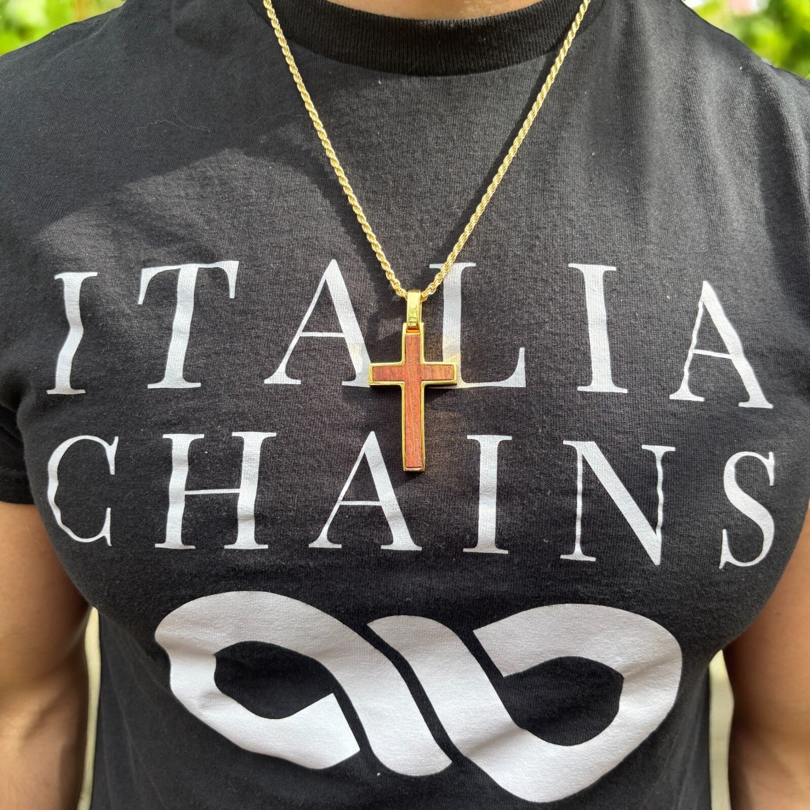 925 Sterling Silver Wooden Cross Pendant - Large