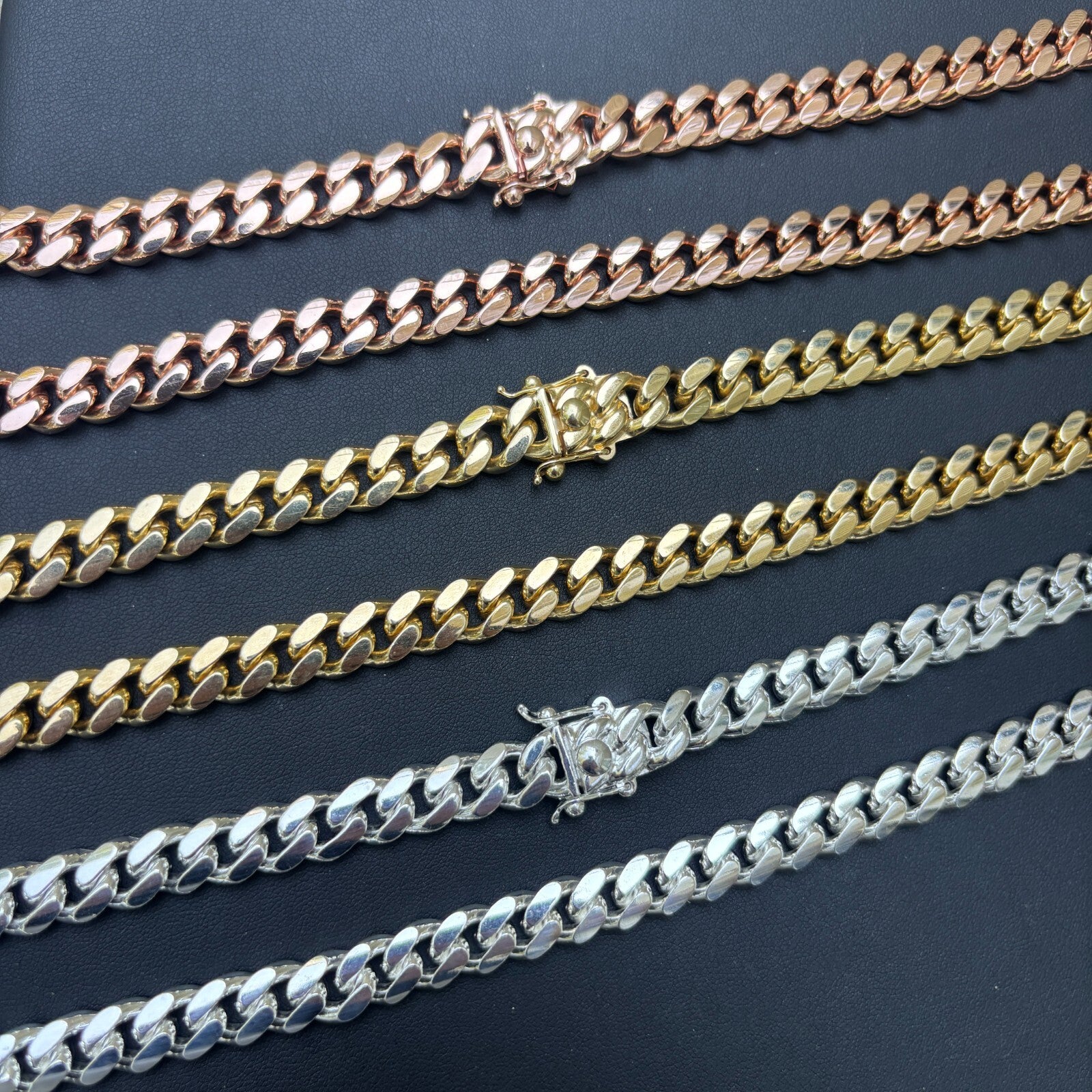 925 Sterling Silver 10mm Miami Cuban W. Box Clasp Chain Necklace