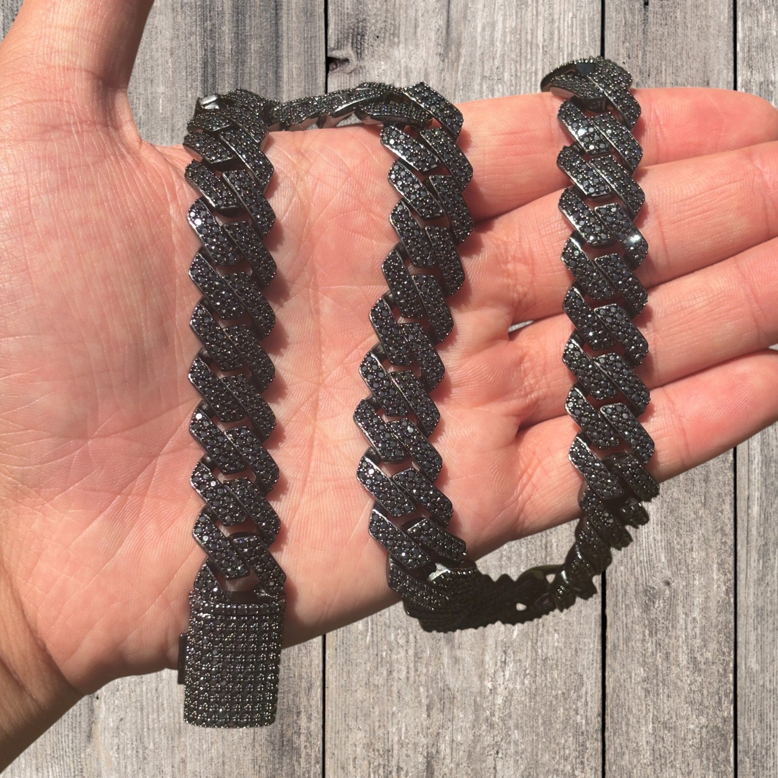 925 Sterling Silver 16mm Moissanite Miami Cuban Prong Chain Necklace