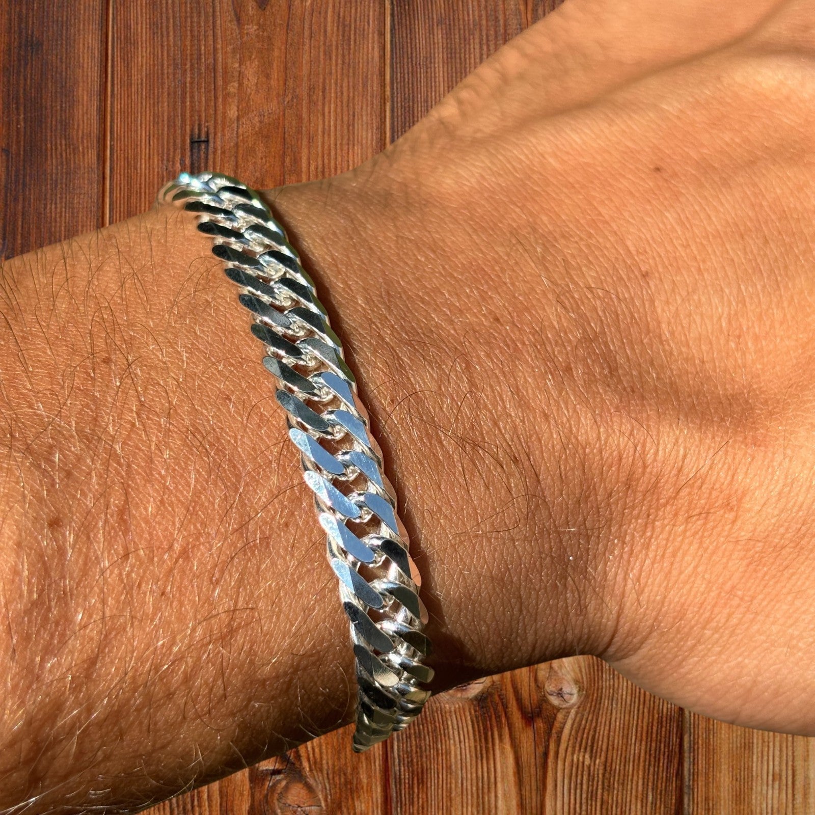 925 Sterling Silver 8mm Double Curb Bracelet