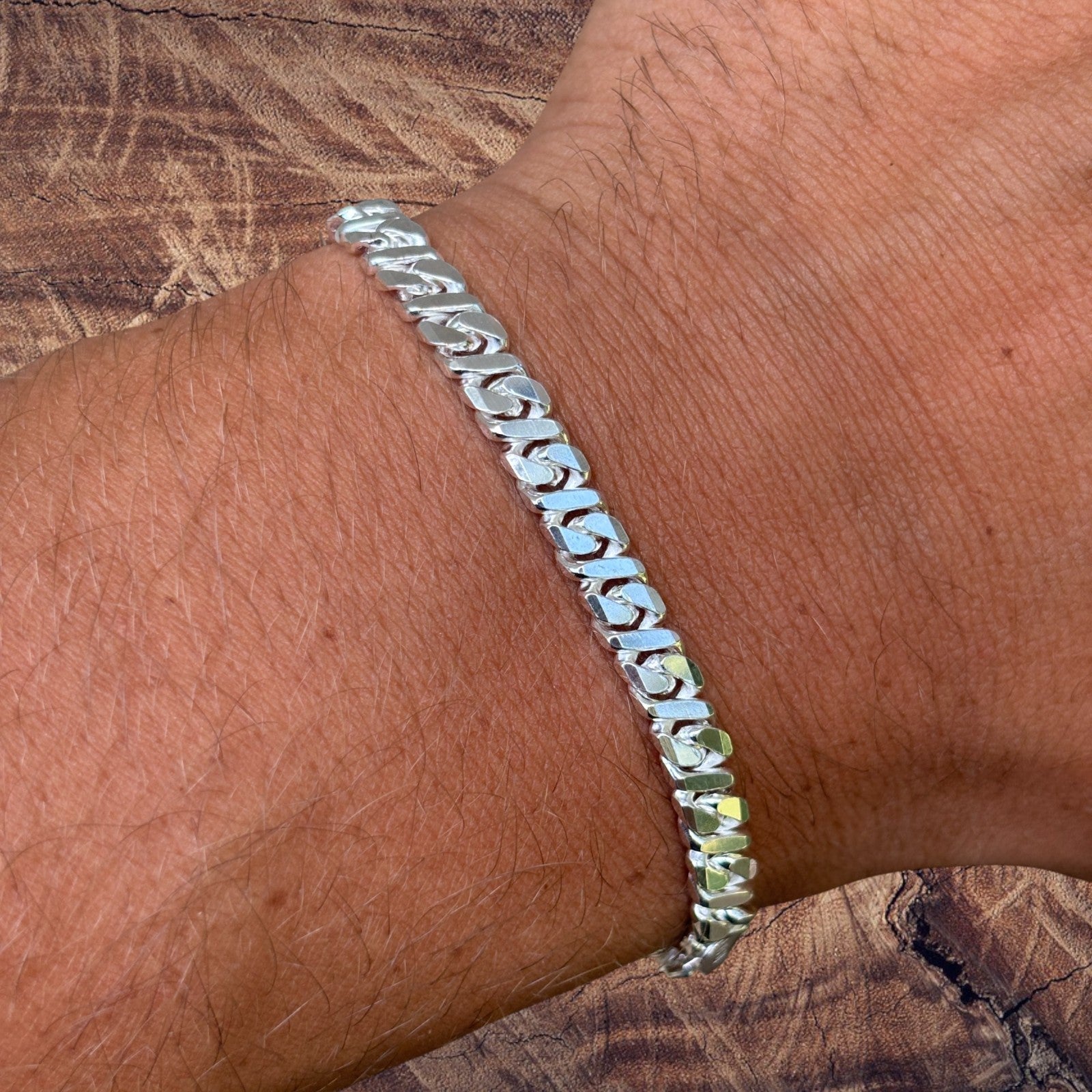 925 Sterling Silver 5mm Dollar Link Bracelet