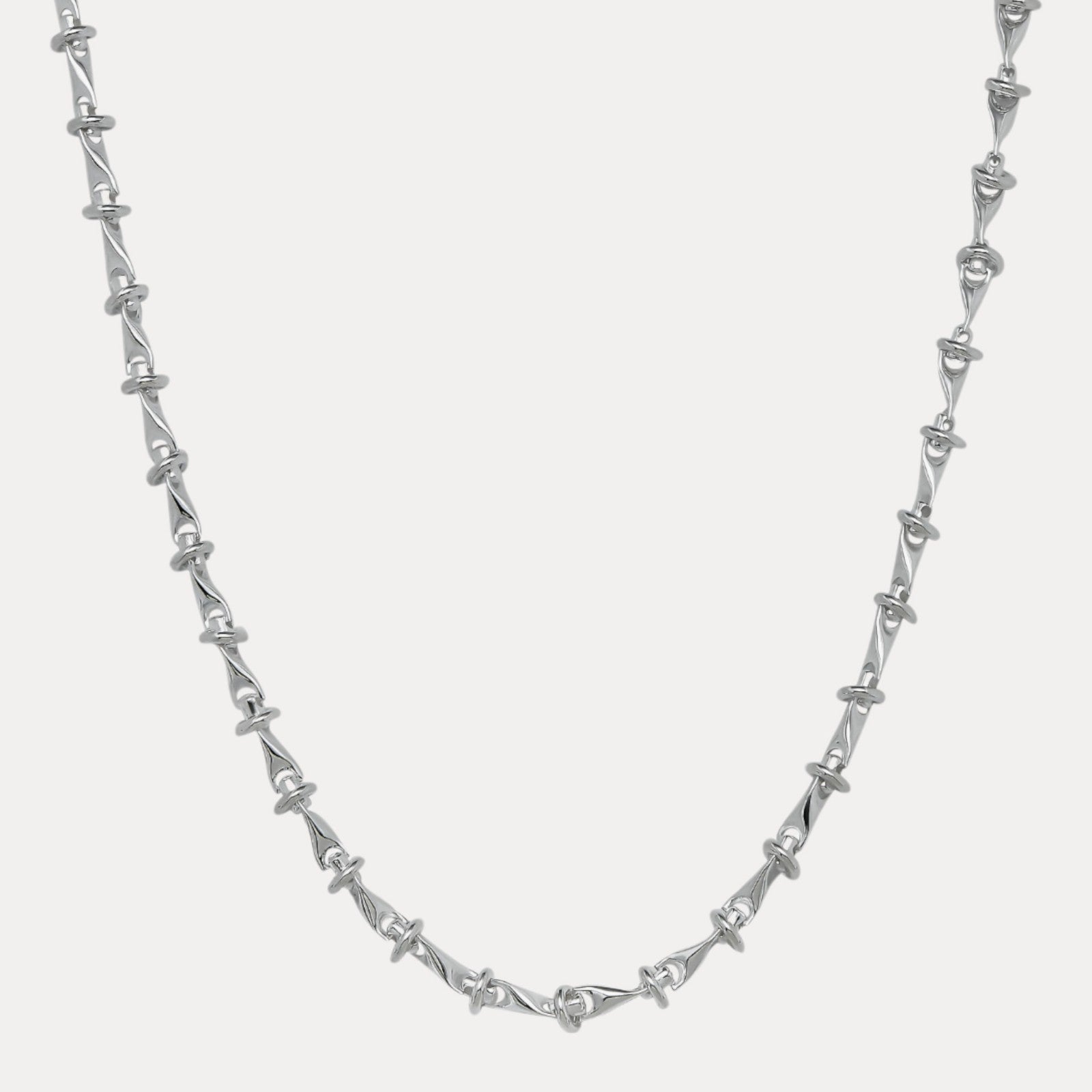 925 Sterling Silver 8mm Barbed Wire Chain Necklace