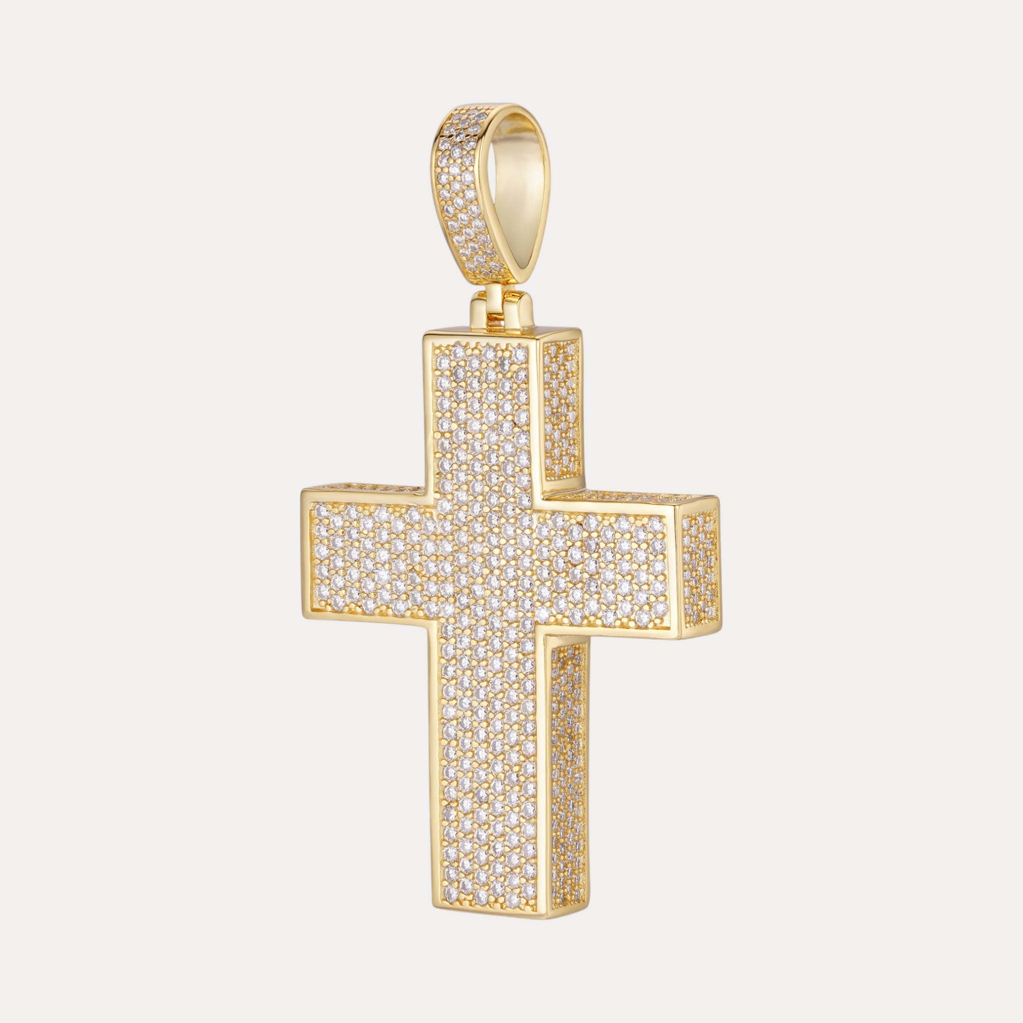 925 Sterling Silver 3D Cross Pendant With Moissanite - Medium