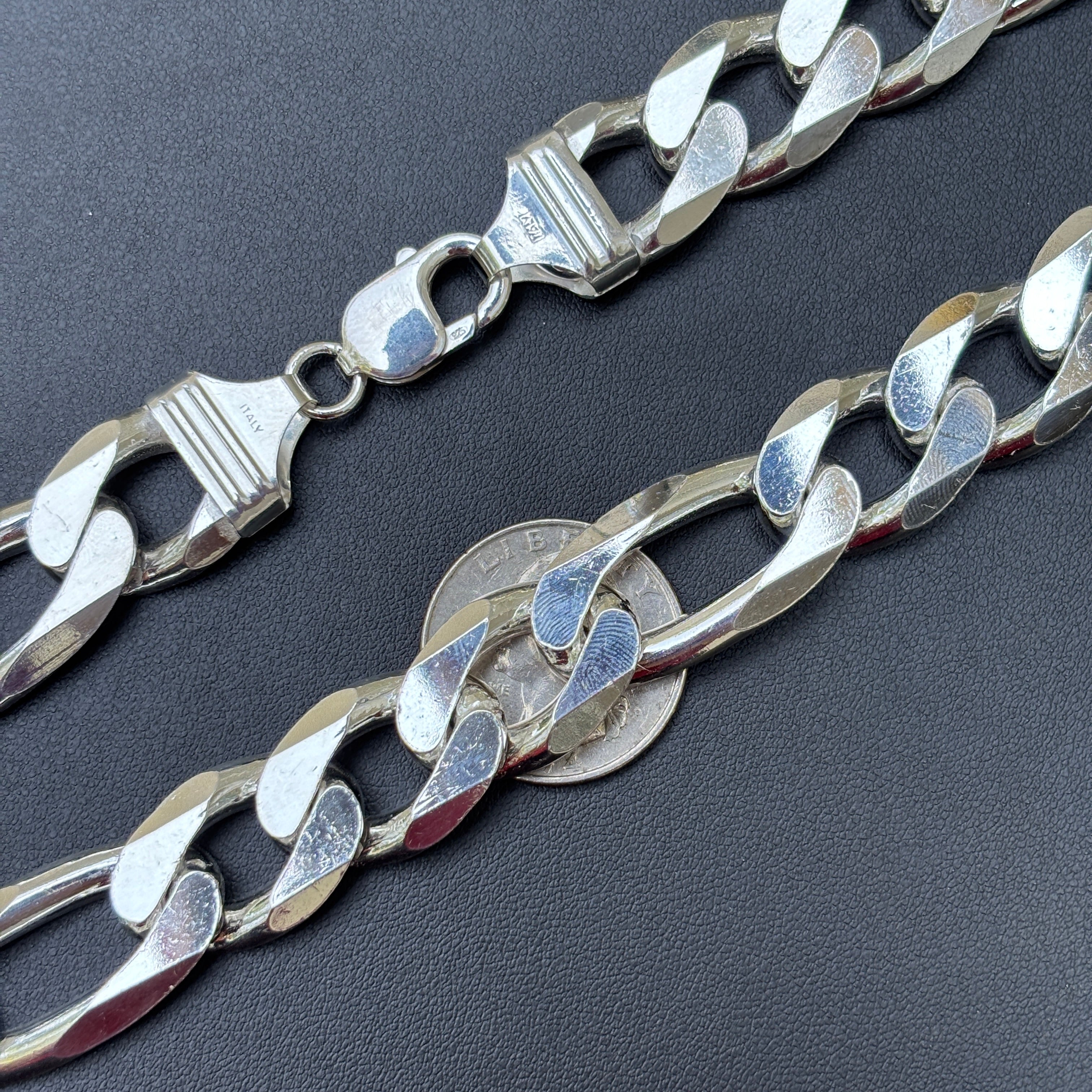 925 Sterling Silver 16mm Figaro Chain Necklace
