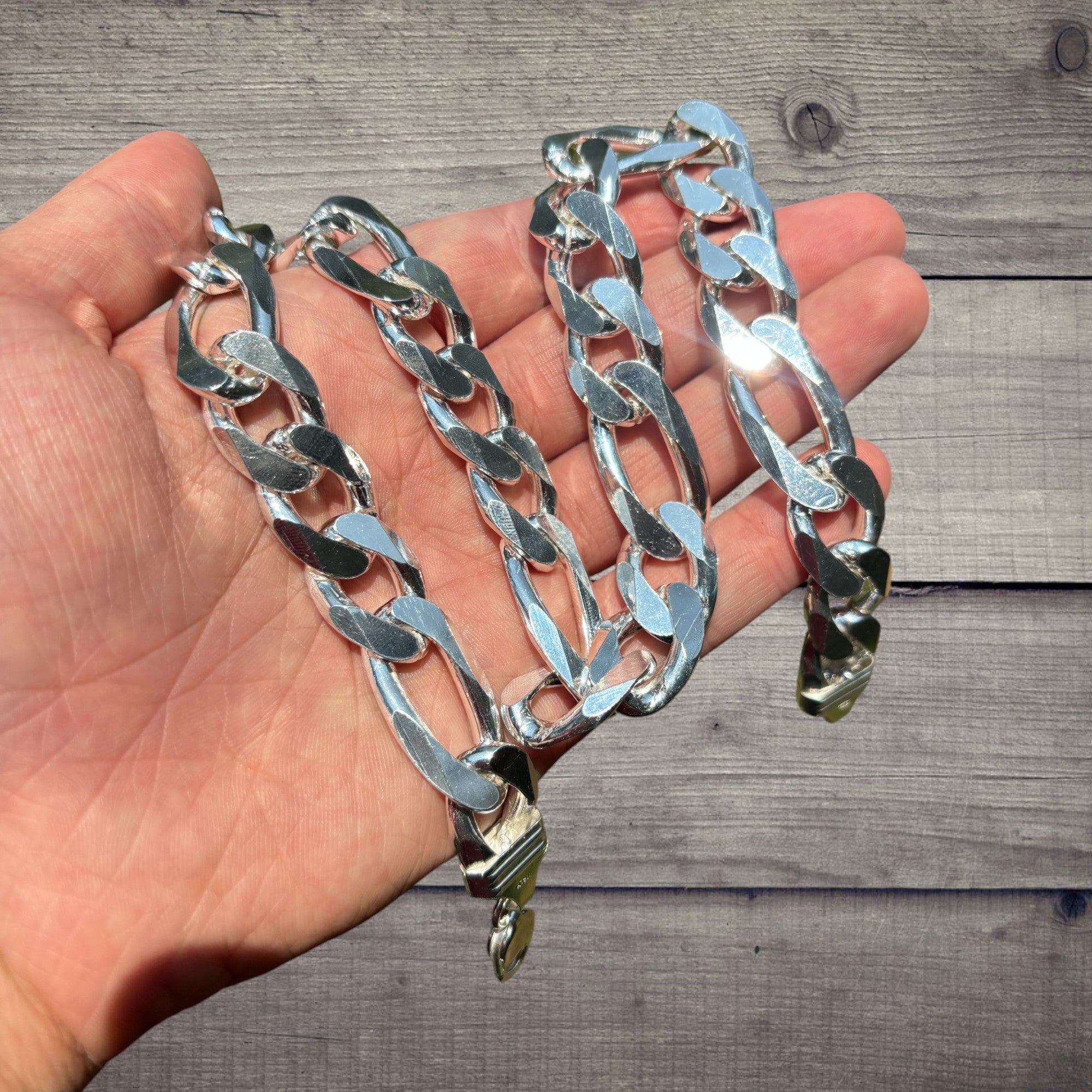 925 Sterling Silver 16mm Figaro Chain Necklace