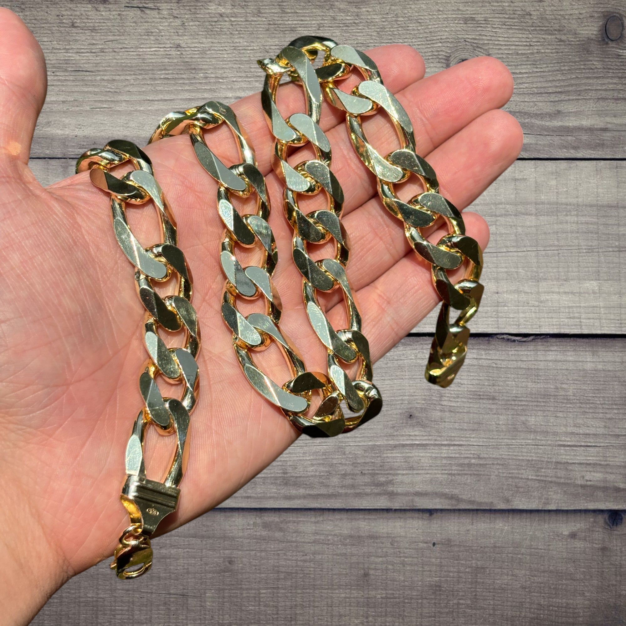 925 Sterling Silver 16mm Figaro Chain Necklace