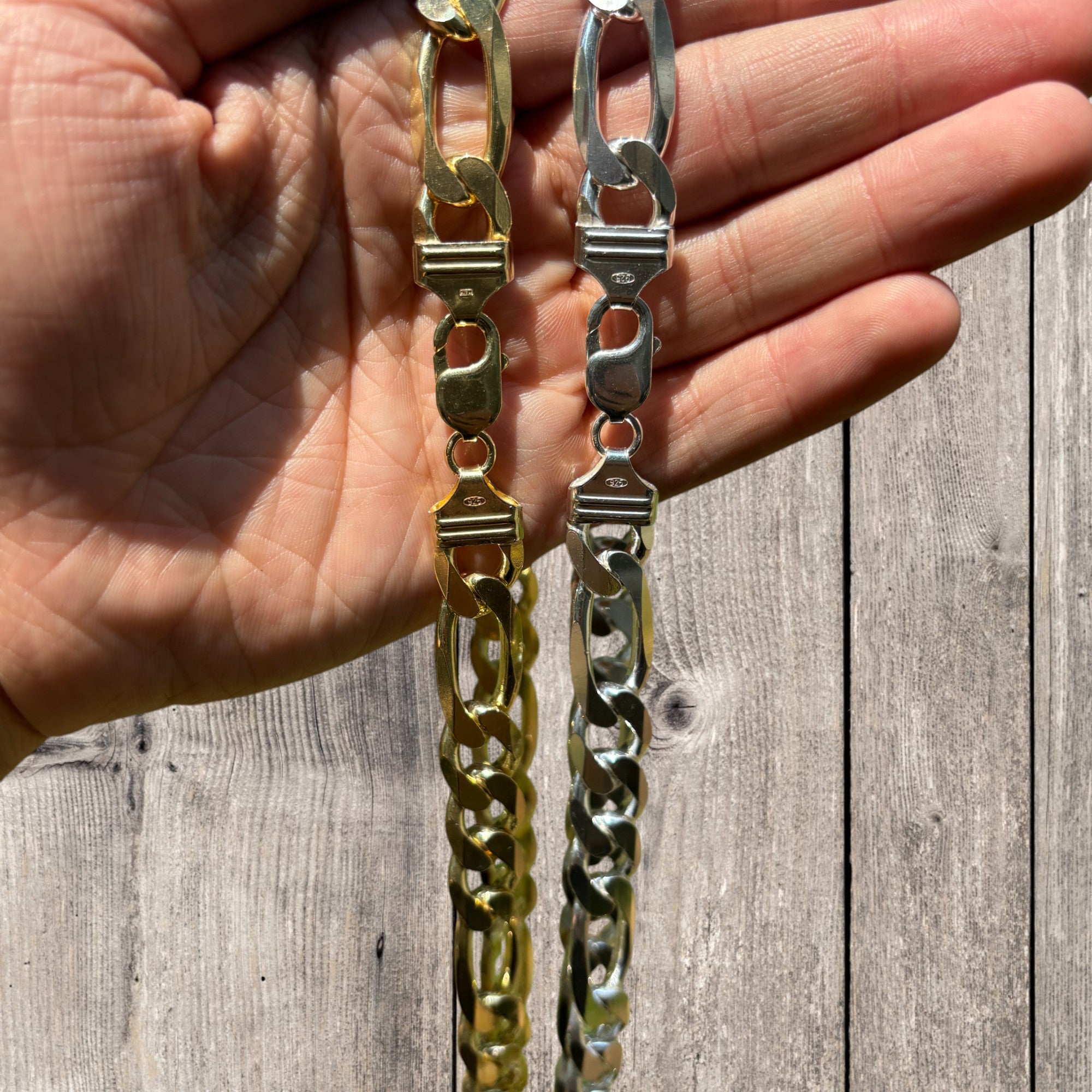 925 Sterling Silver 13mm Figaro Chain Necklace