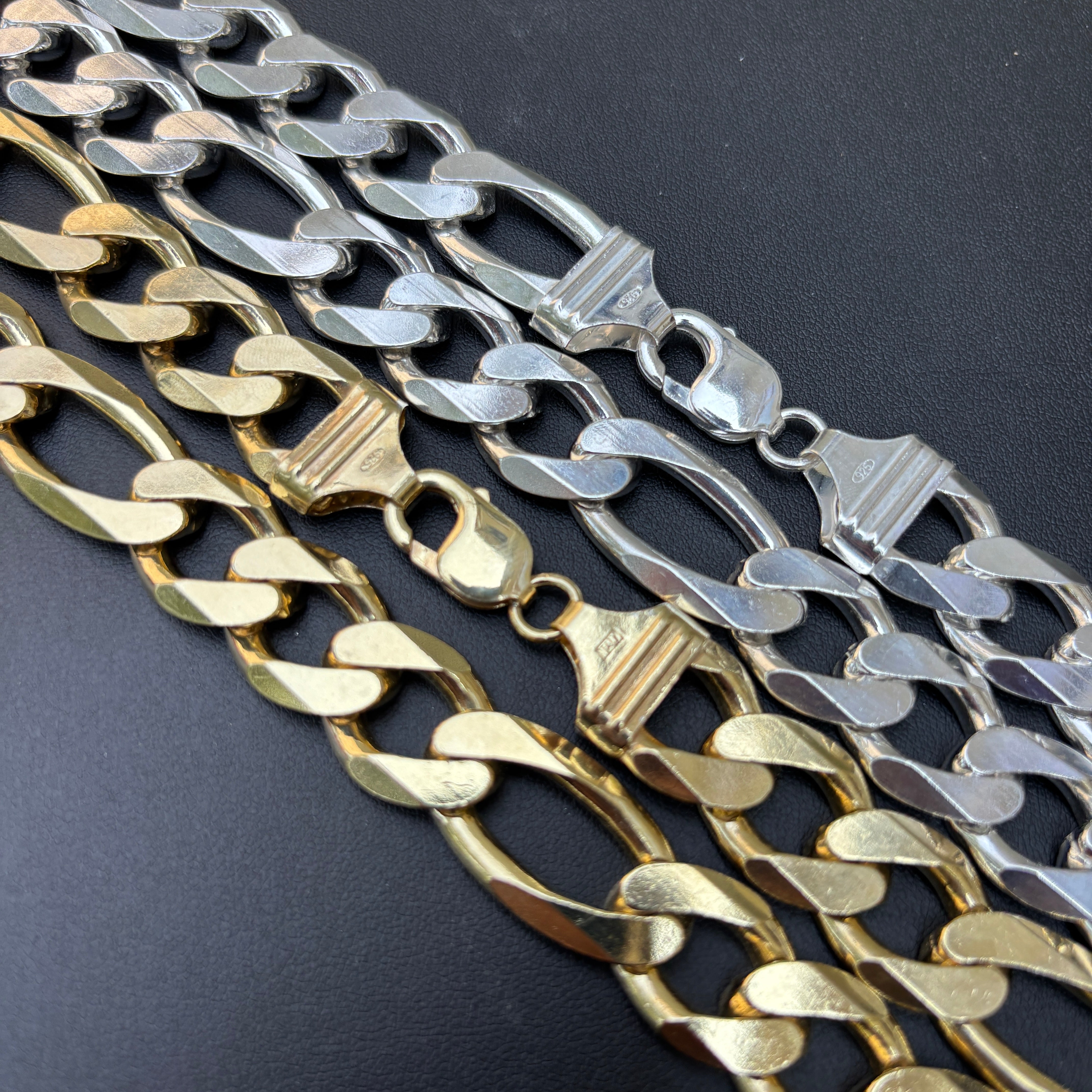 925 Sterling Silver 15mm Figaro Chain Necklace