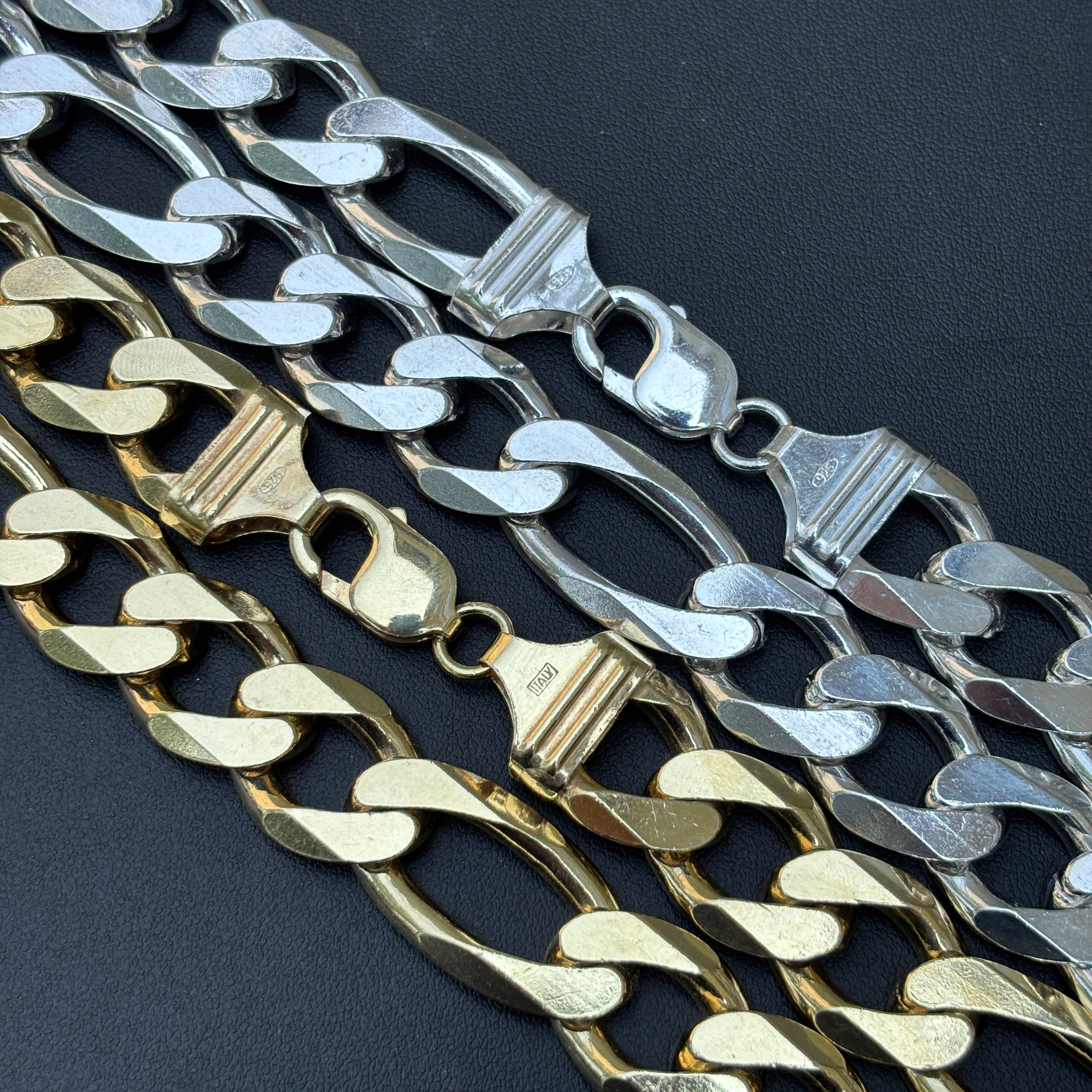 925 Sterling Silver 15mm Figaro Chain Necklace