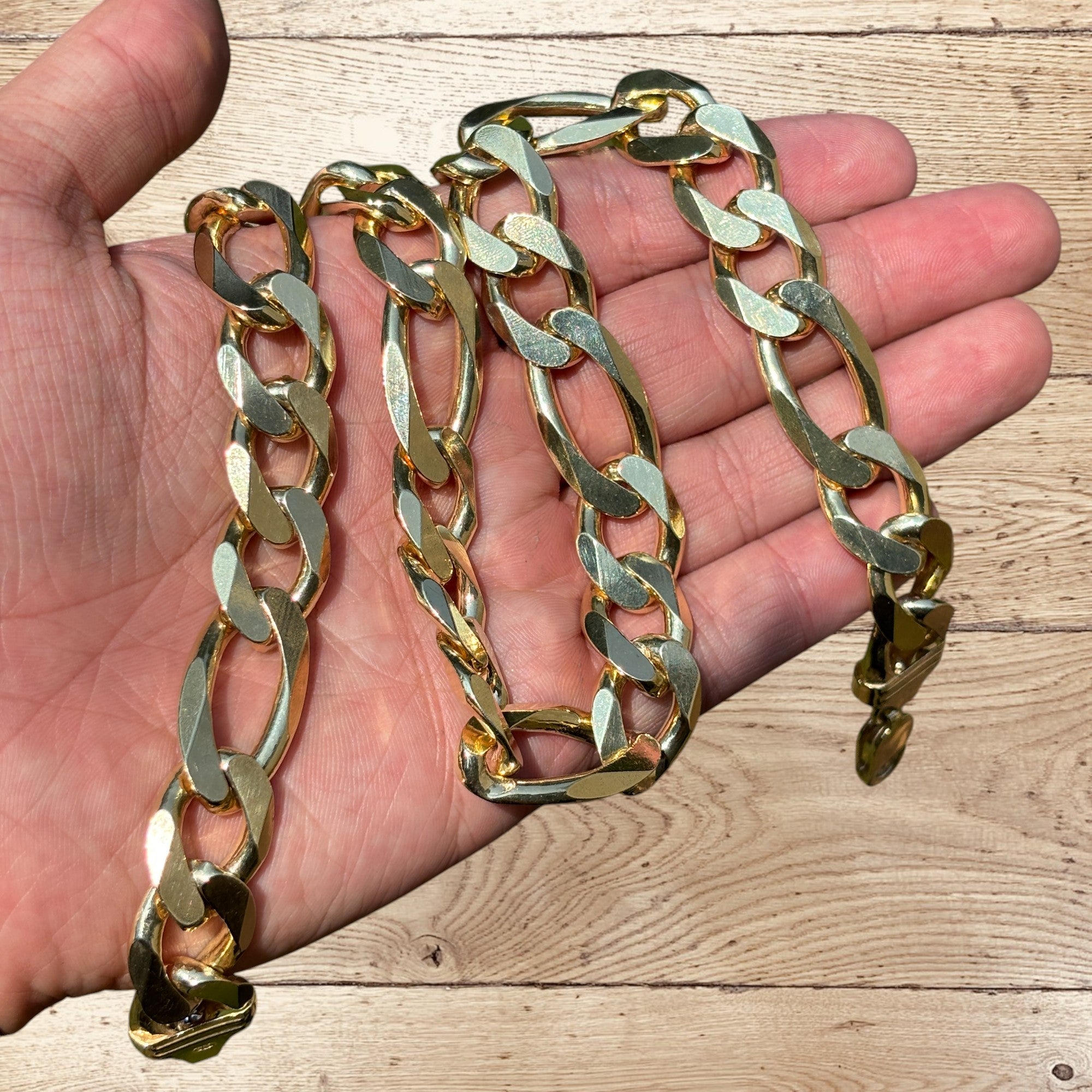 925 Sterling Silver 15mm Figaro Chain Necklace