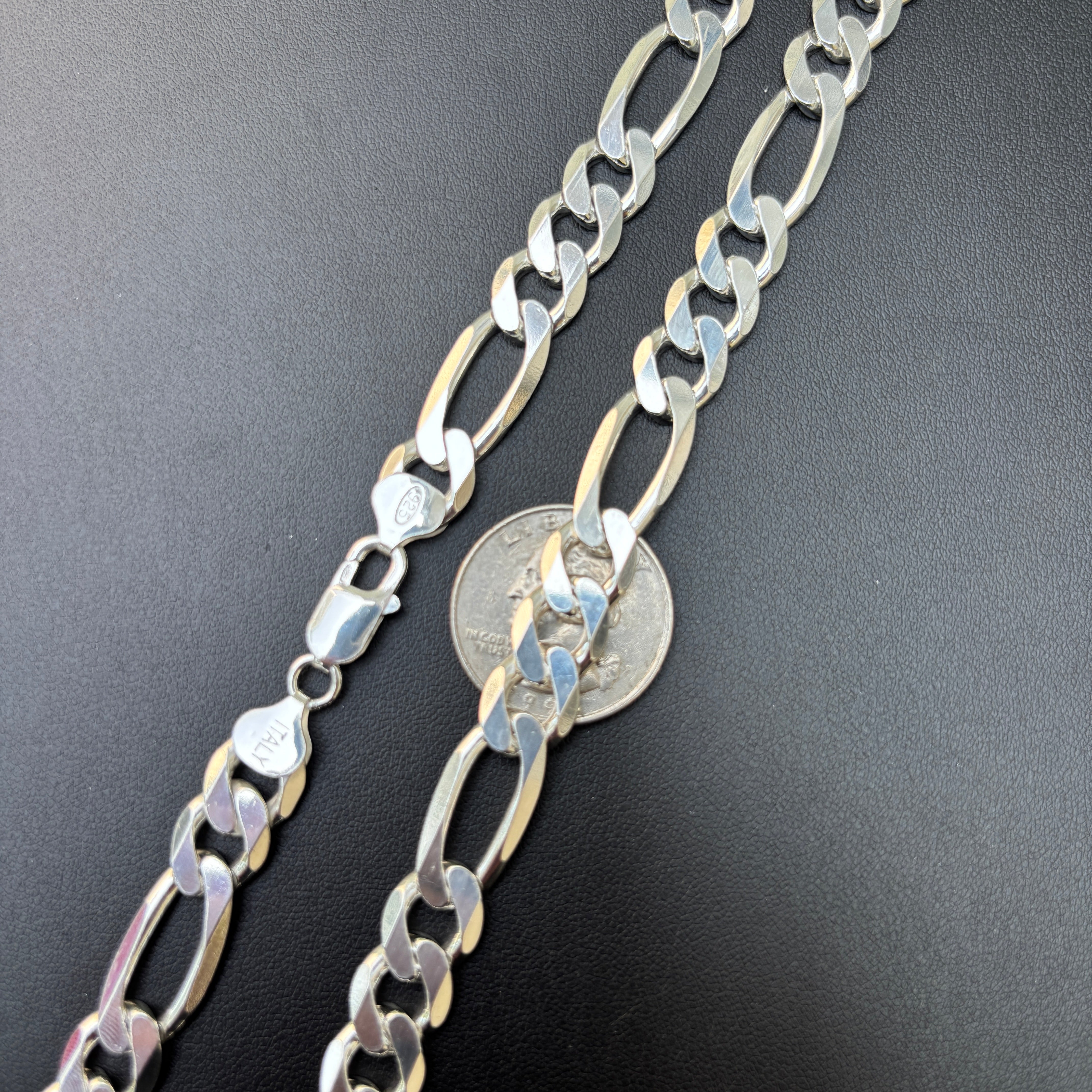 925 Sterling Silver 10mm Figaro Chain Necklace