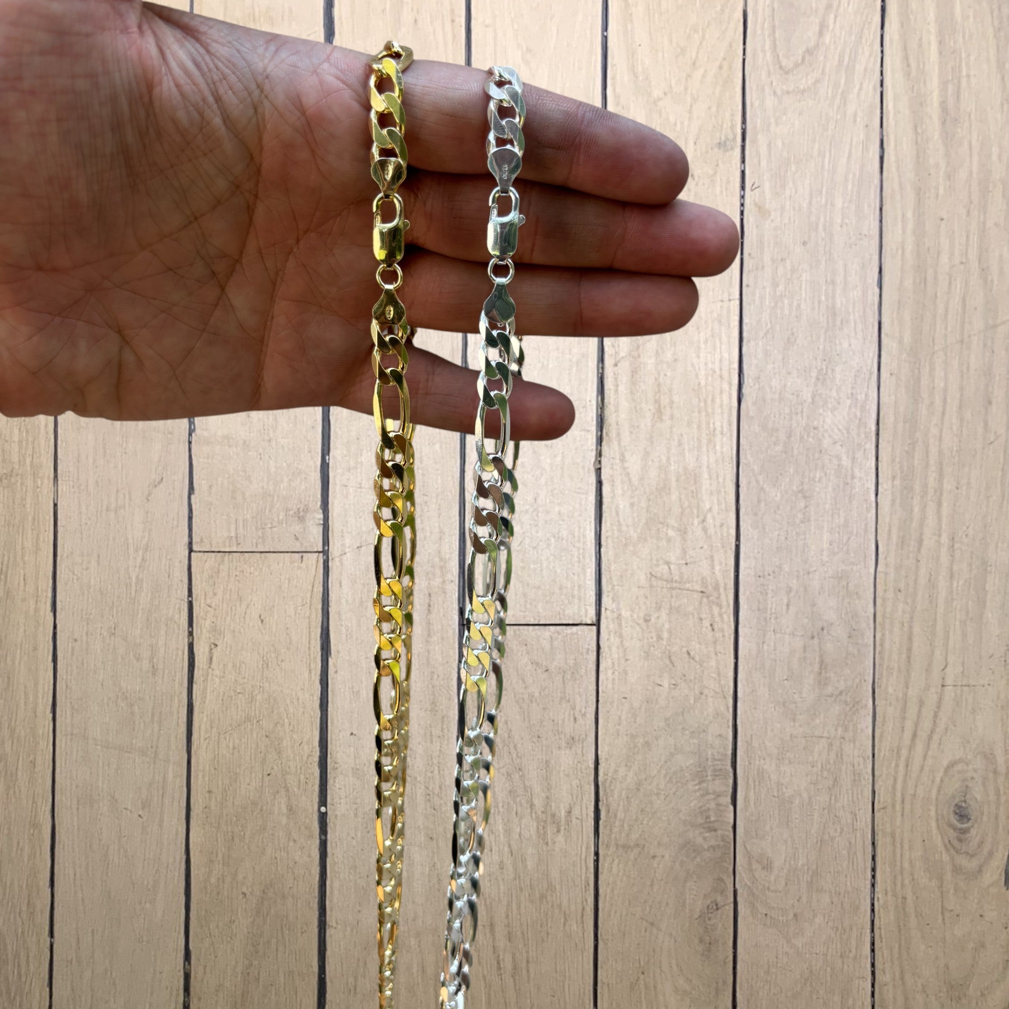 925 Sterling Silver 8mm Figaro Chain Necklace