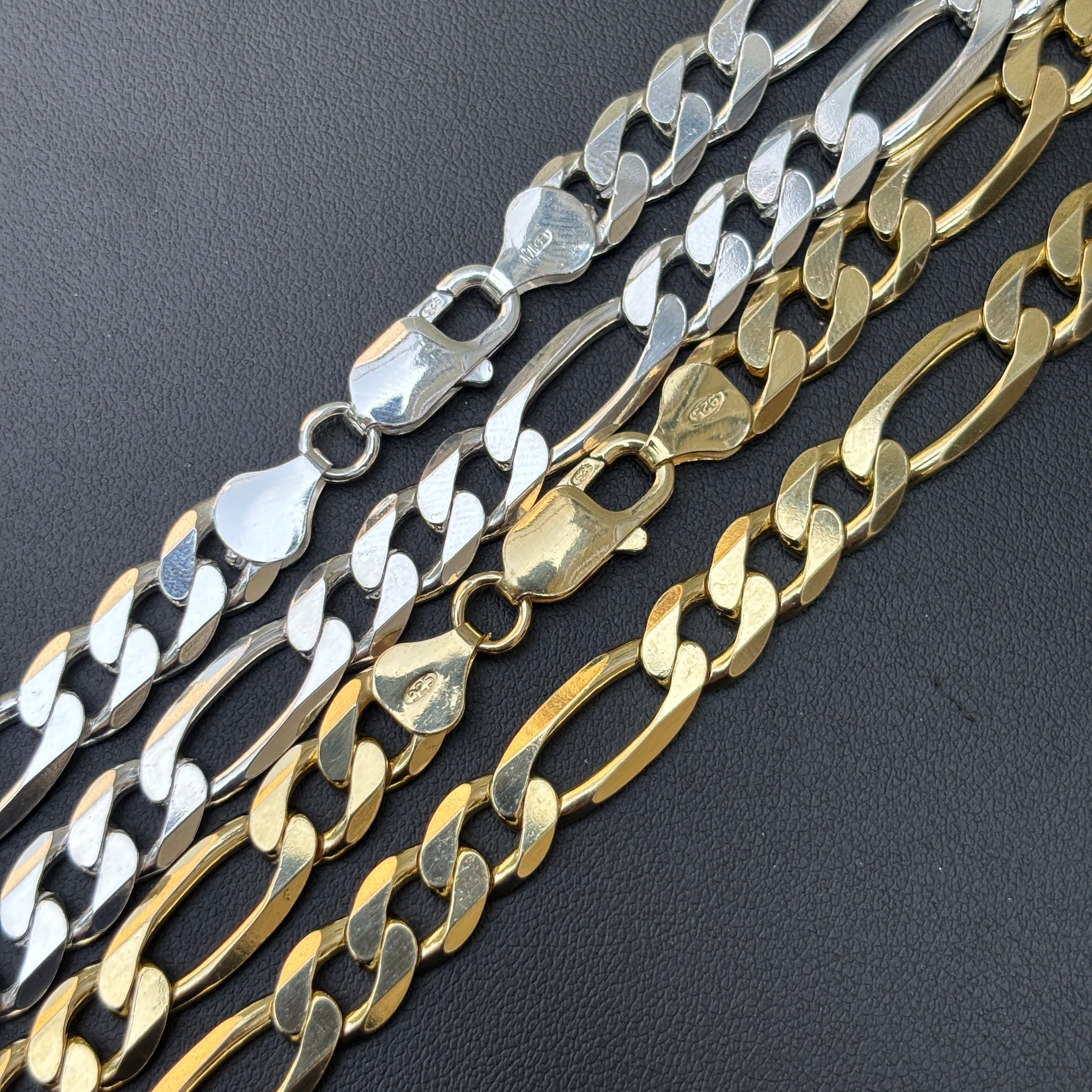 925 Sterling Silver 8mm Figaro Chain Necklace