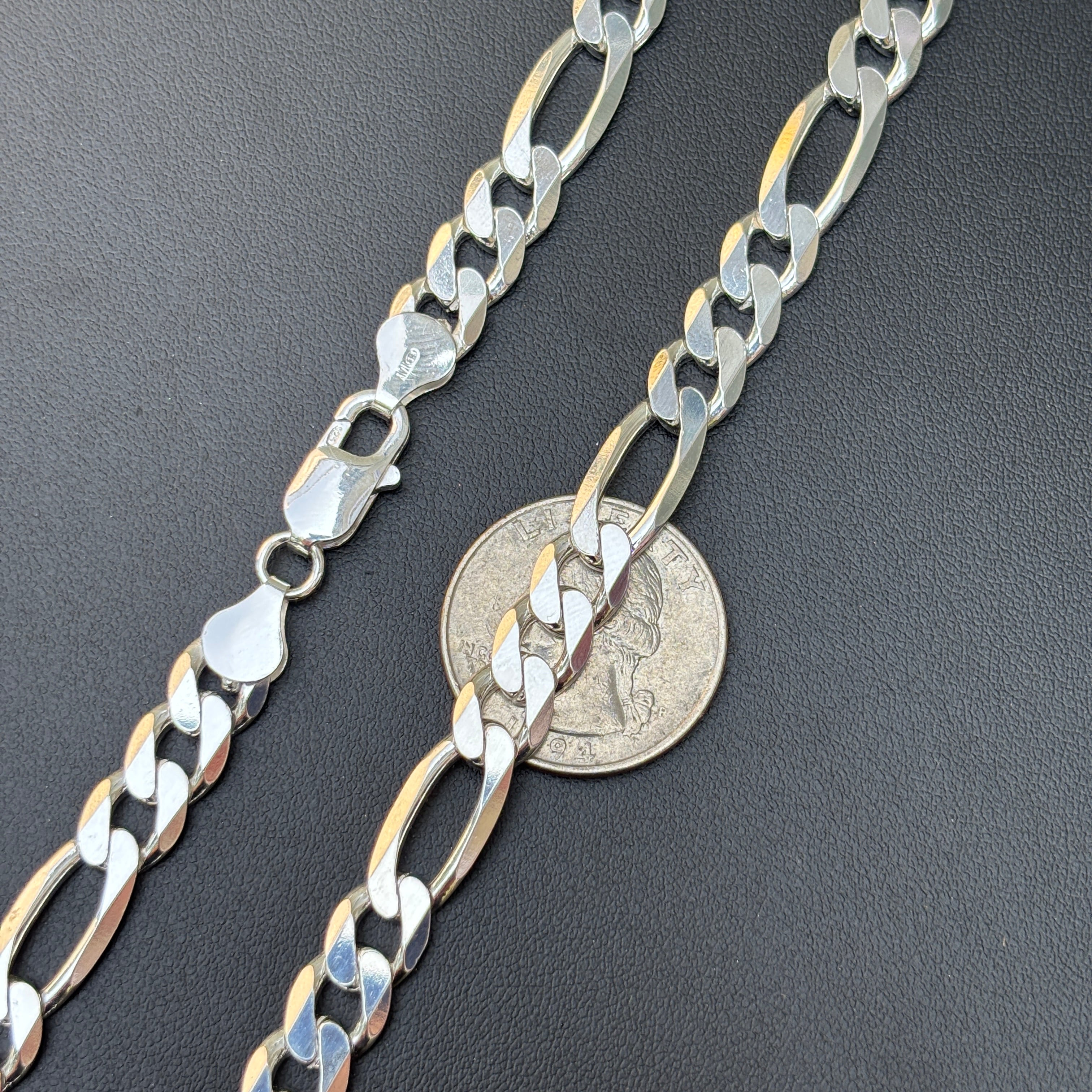 925 Sterling Silver 8mm Figaro Chain Necklace