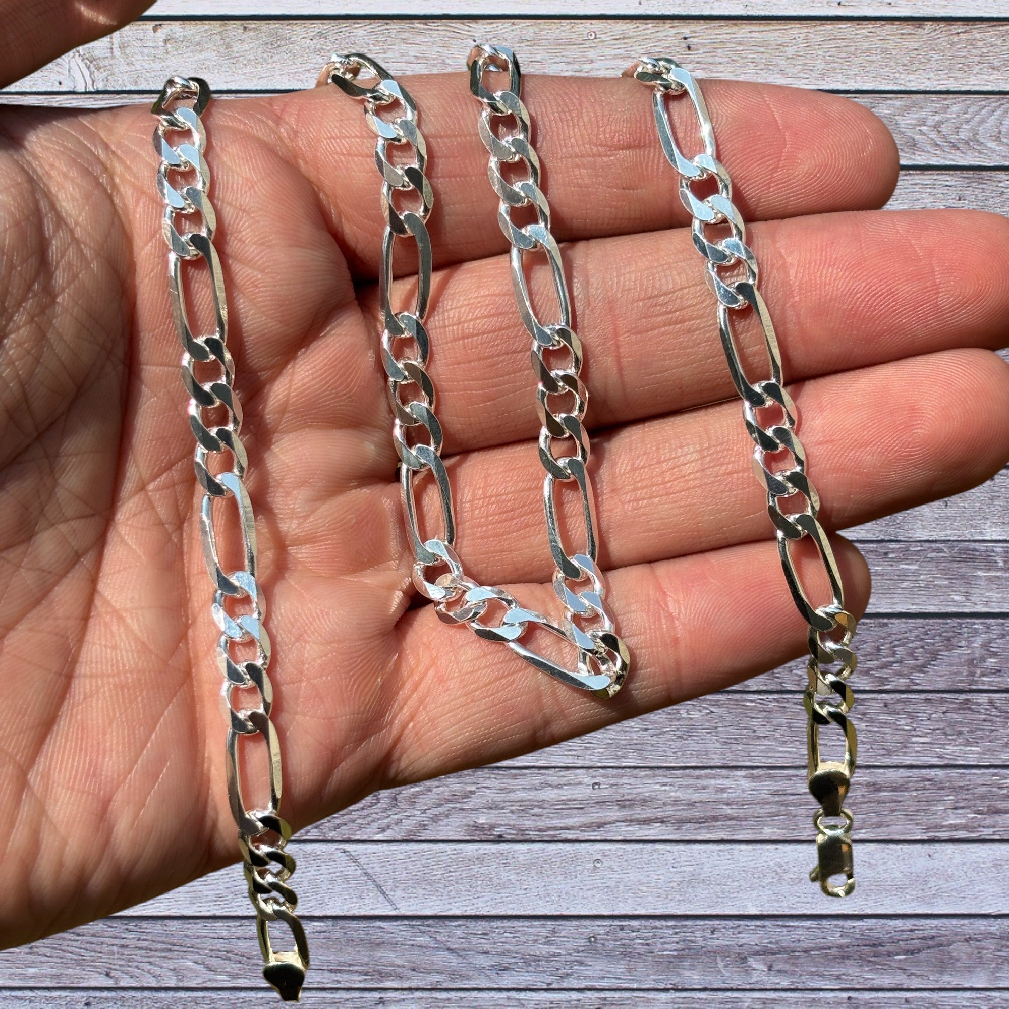 925 Sterling Silver 6mm Figaro Chain Necklace