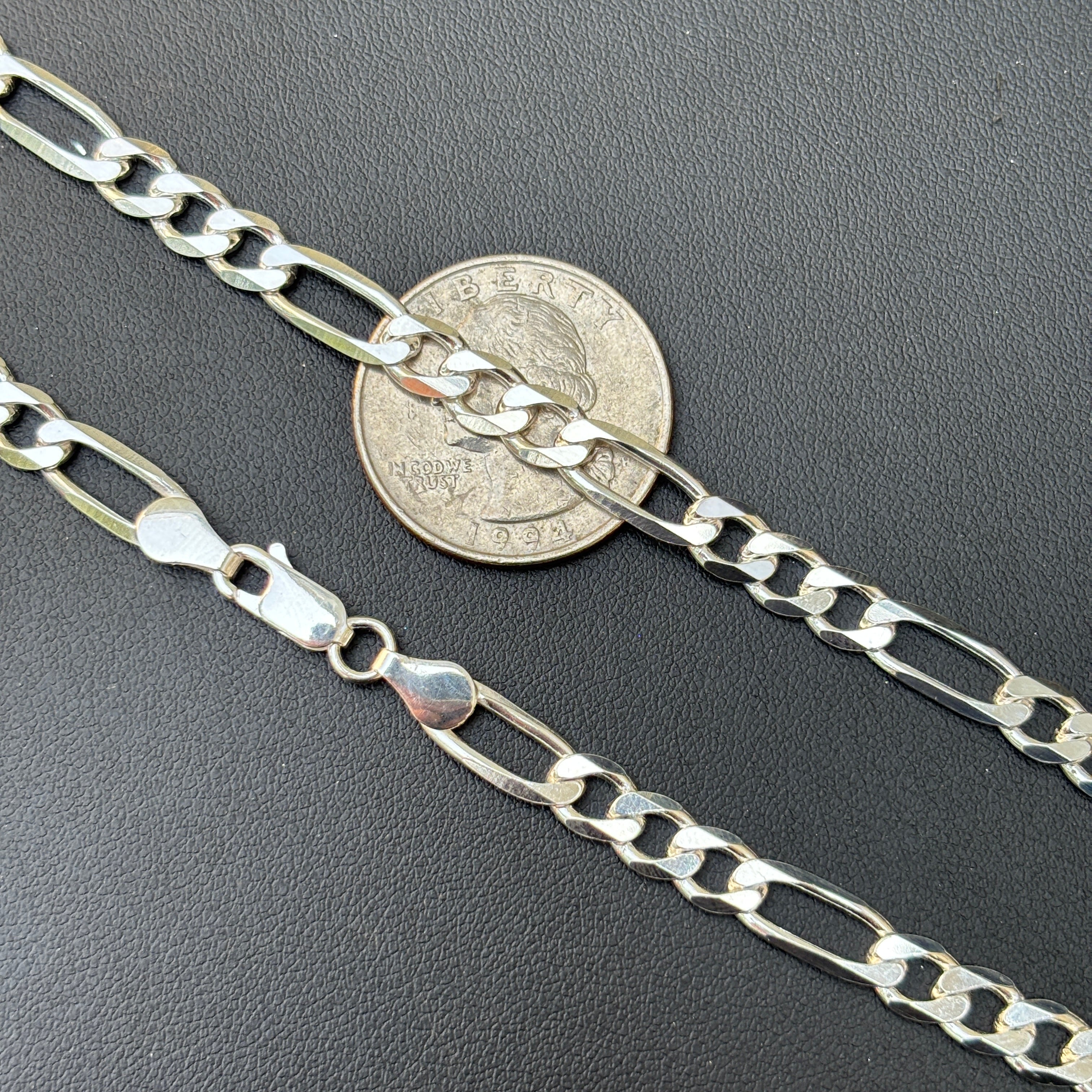 925 Sterling Silver 6mm Figaro Chain Necklace