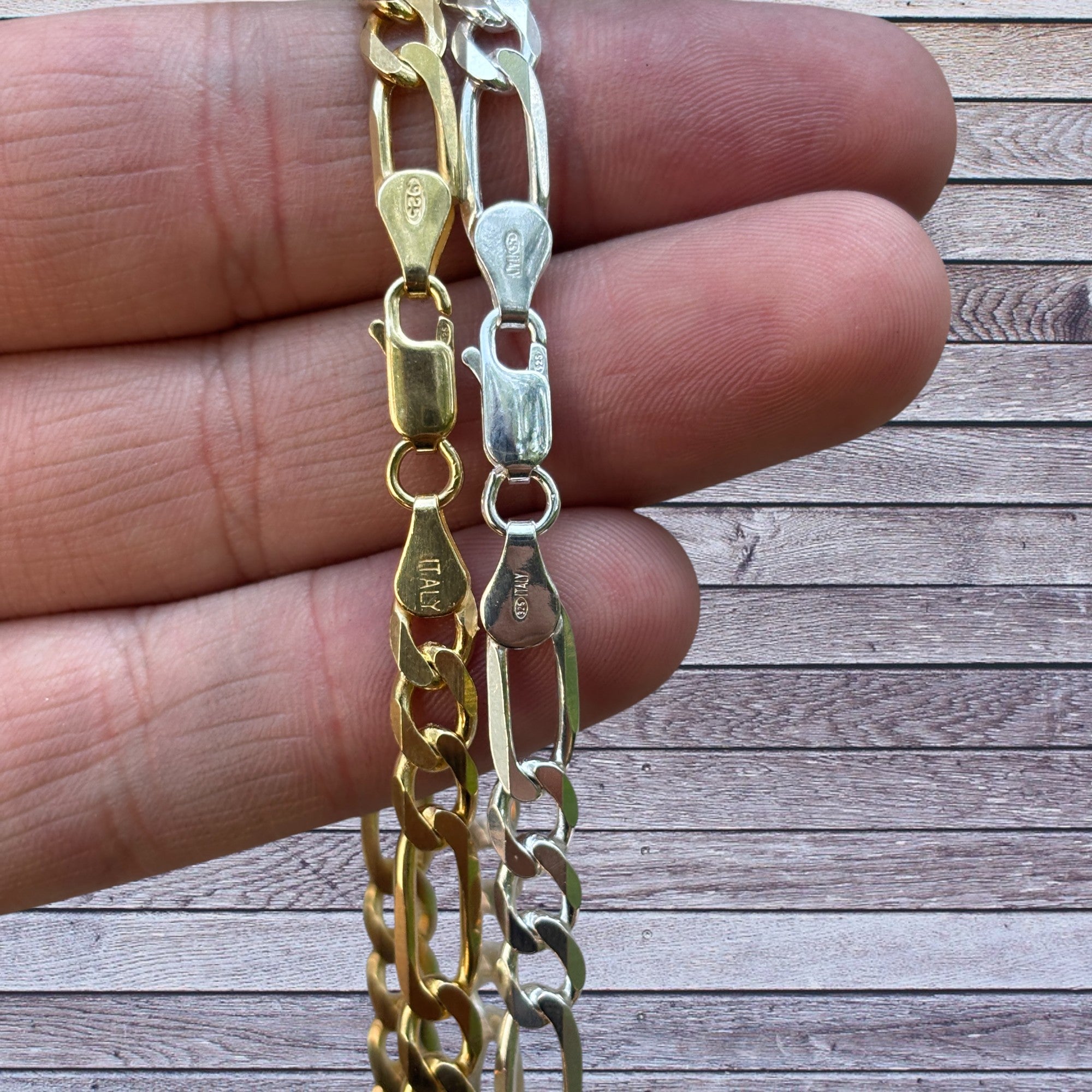 925 Sterling Silver 6mm Figaro Chain Necklace