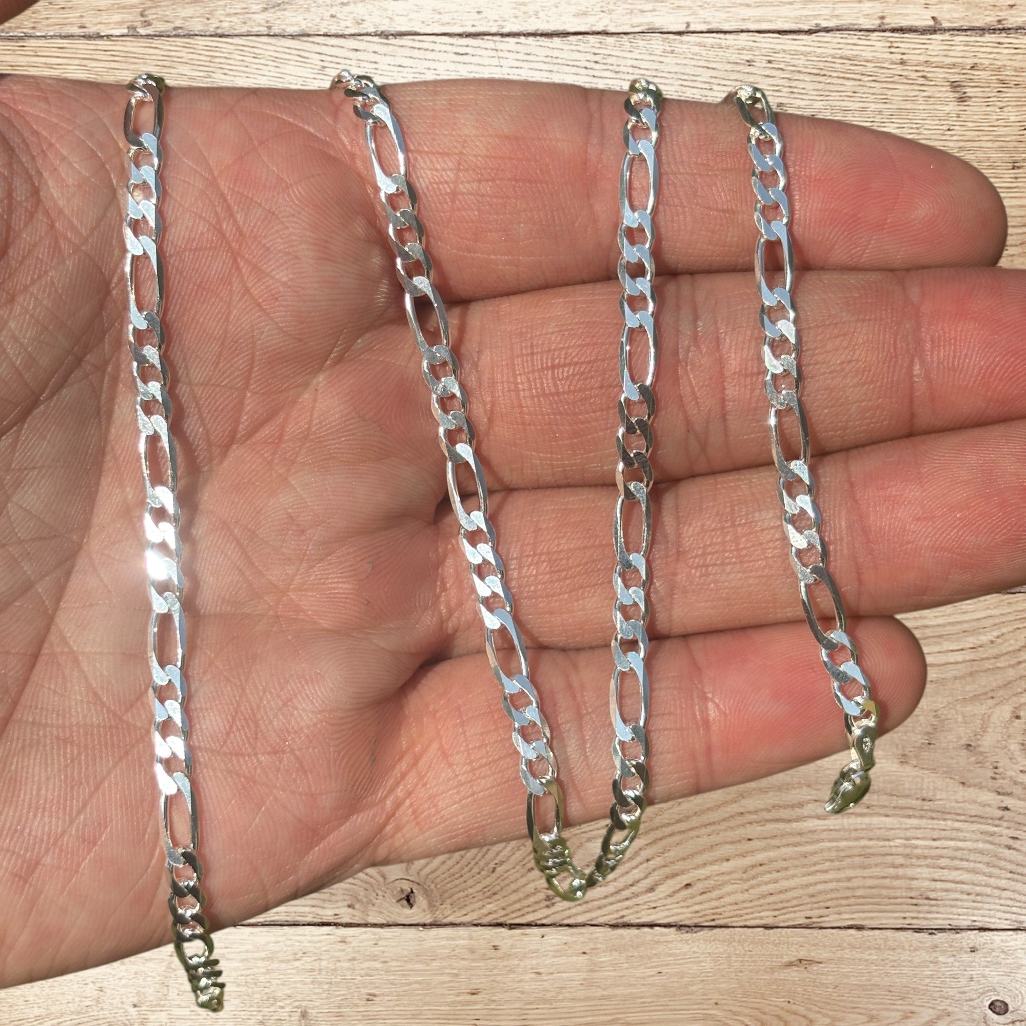 925 Sterling Silver 4mm Figaro Chain Necklace