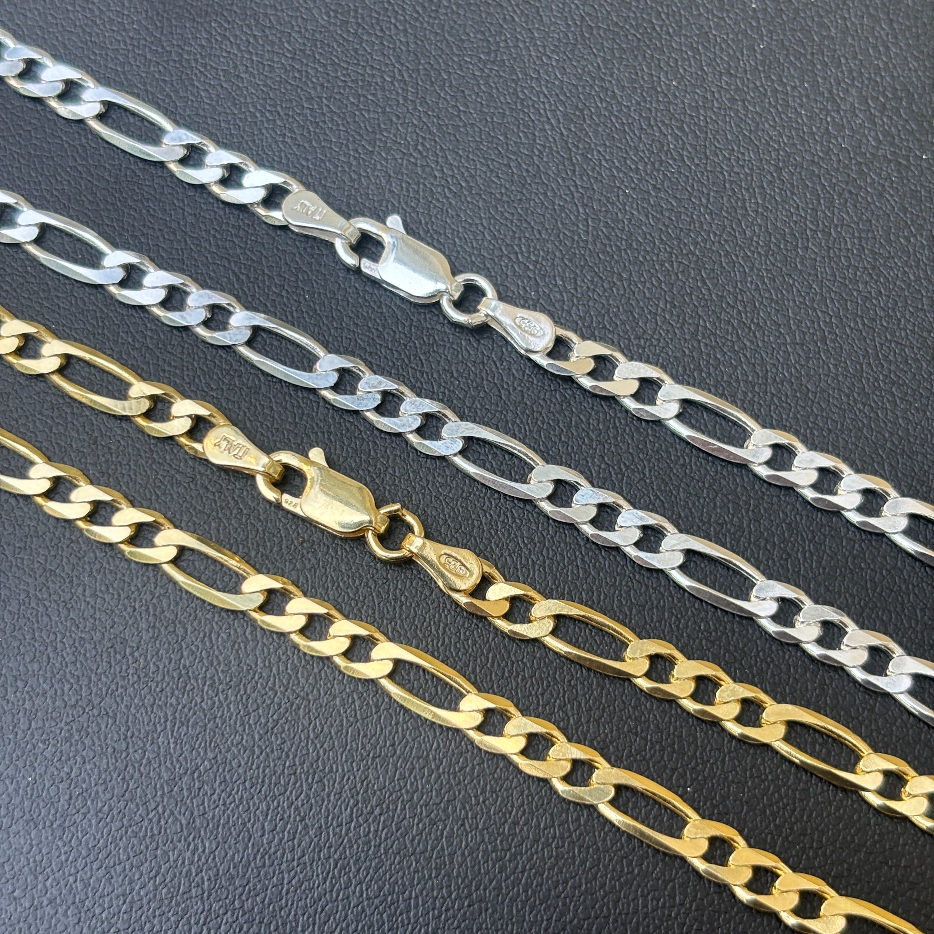 925 Sterling Silver 4mm Figaro Chain Necklace