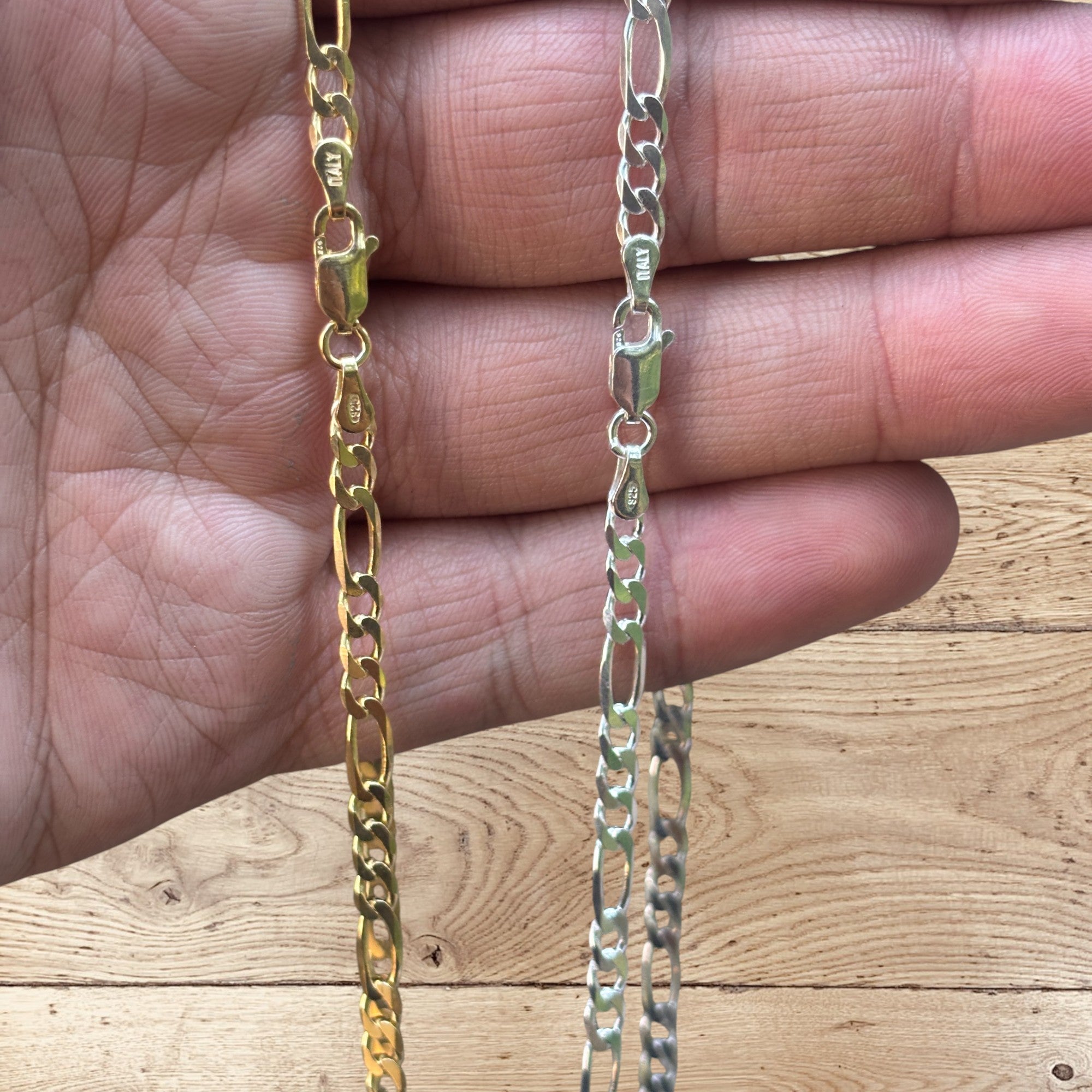 925 Sterling Silver 4mm Figaro Chain Necklace