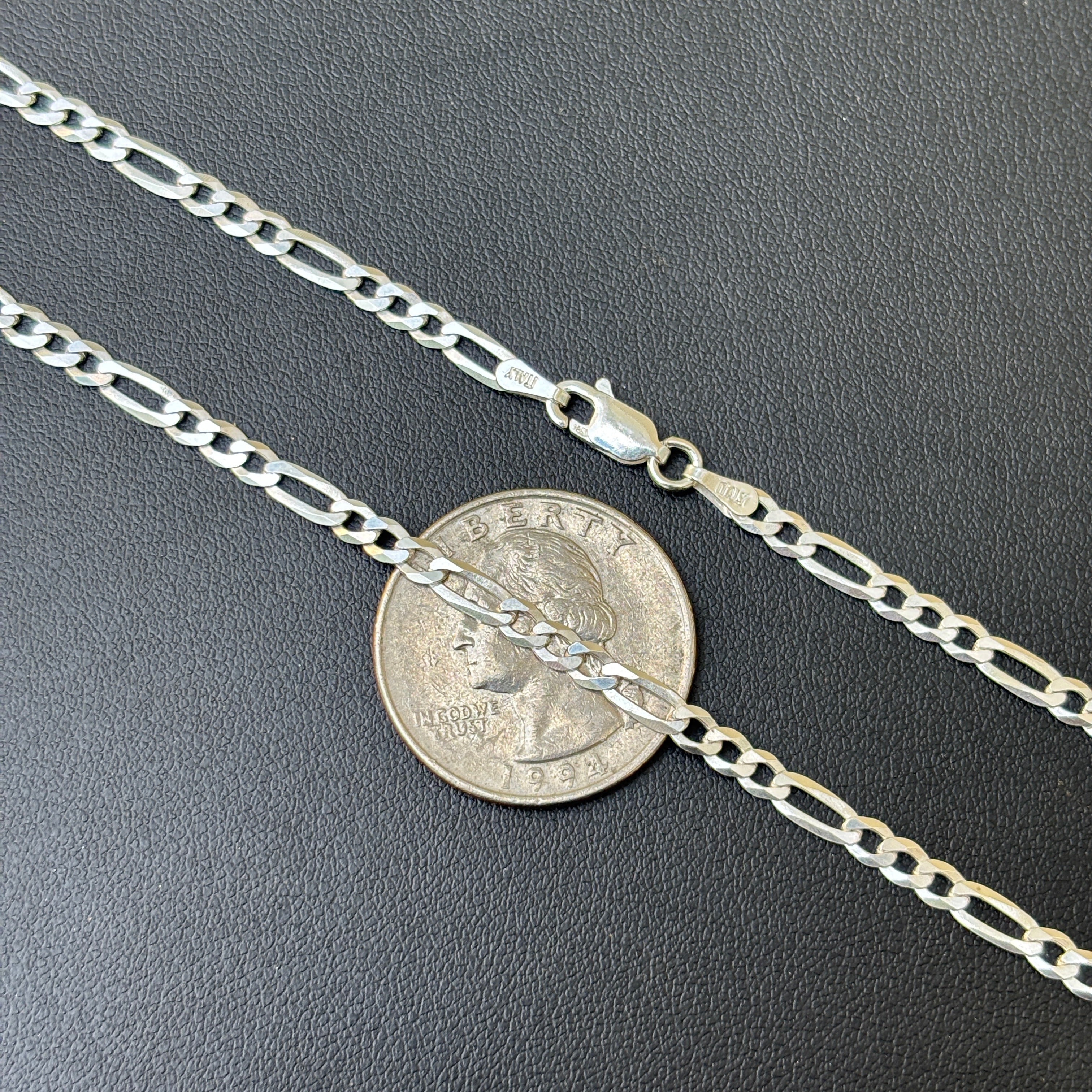 925 Sterling Silver 3.5mm Figaro Chain Necklace