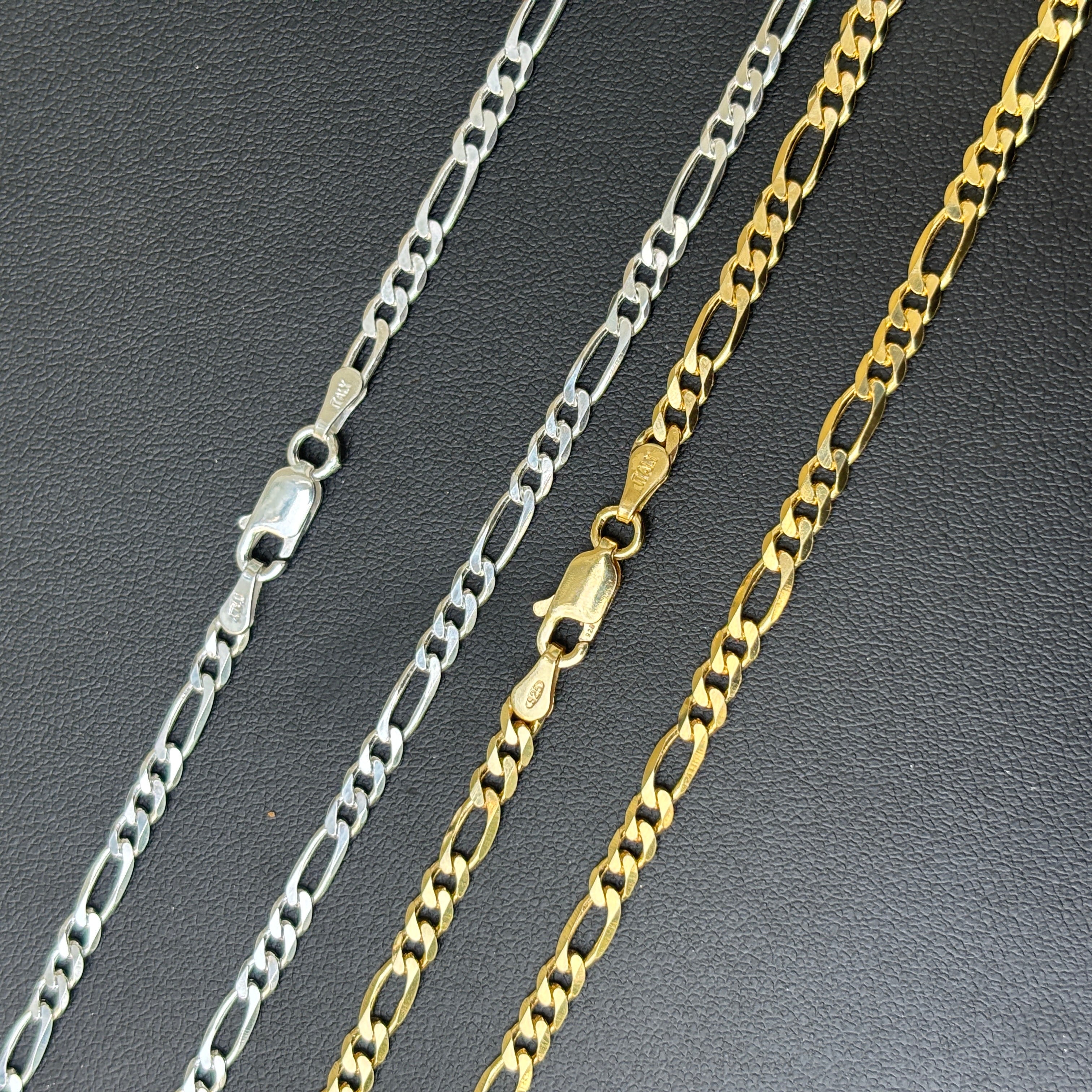 925 Sterling Silver 3mm Figaro Chain Necklace