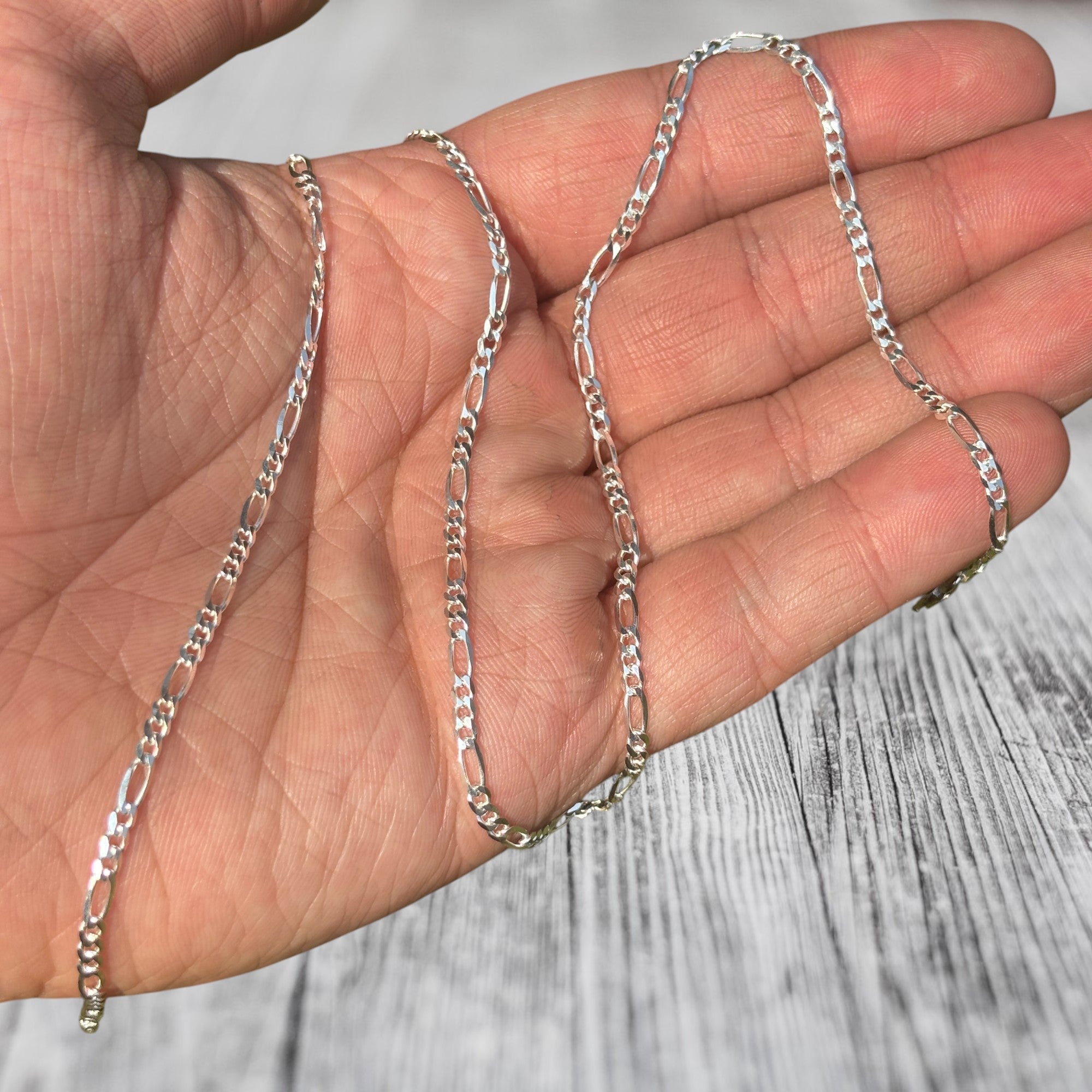 925 Sterling Silver 2.5mm Figaro Chain Necklace
