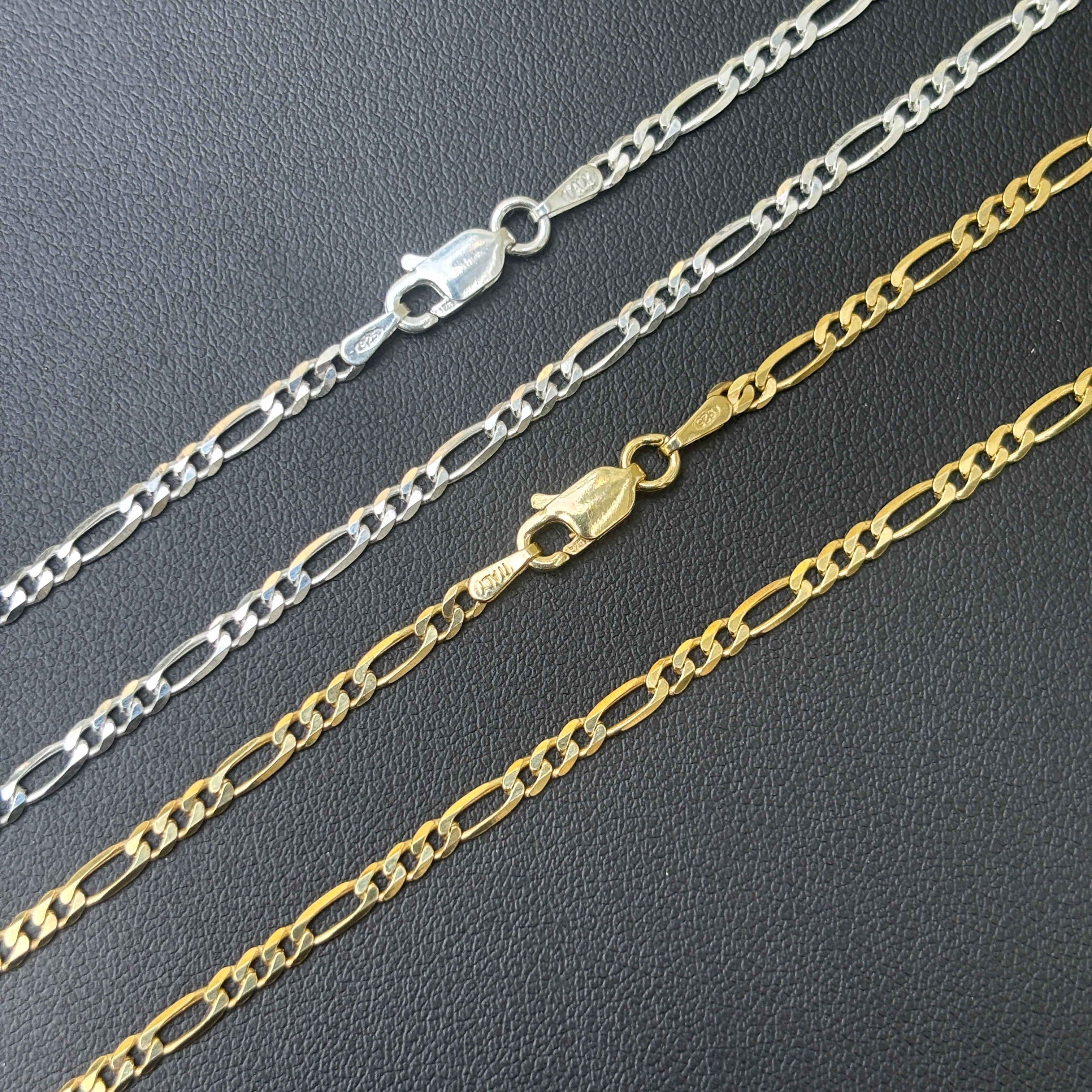 925 Sterling Silver 2.5mm Figaro Chain Necklace