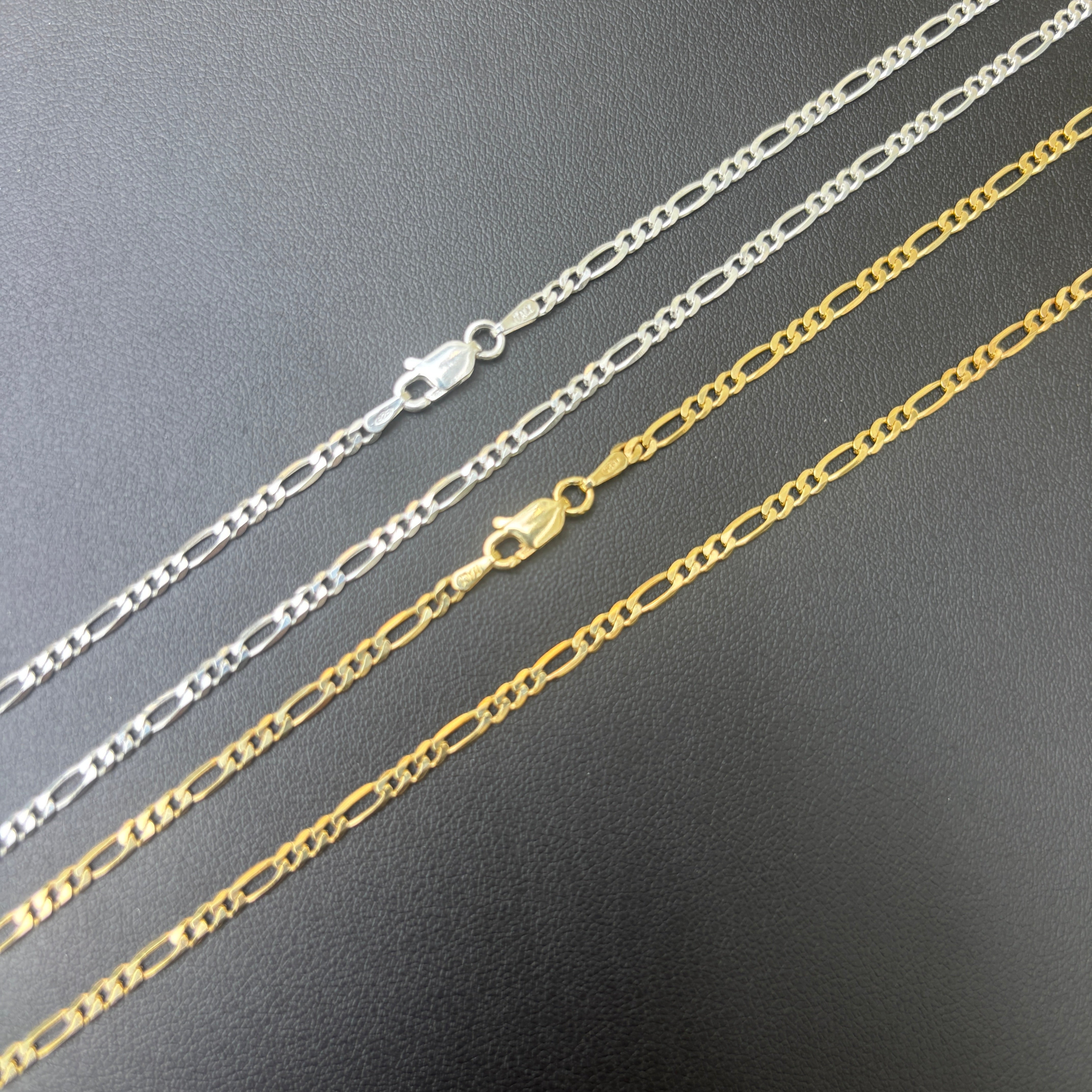 925 Sterling Silver 2.5mm Figaro Chain Necklace