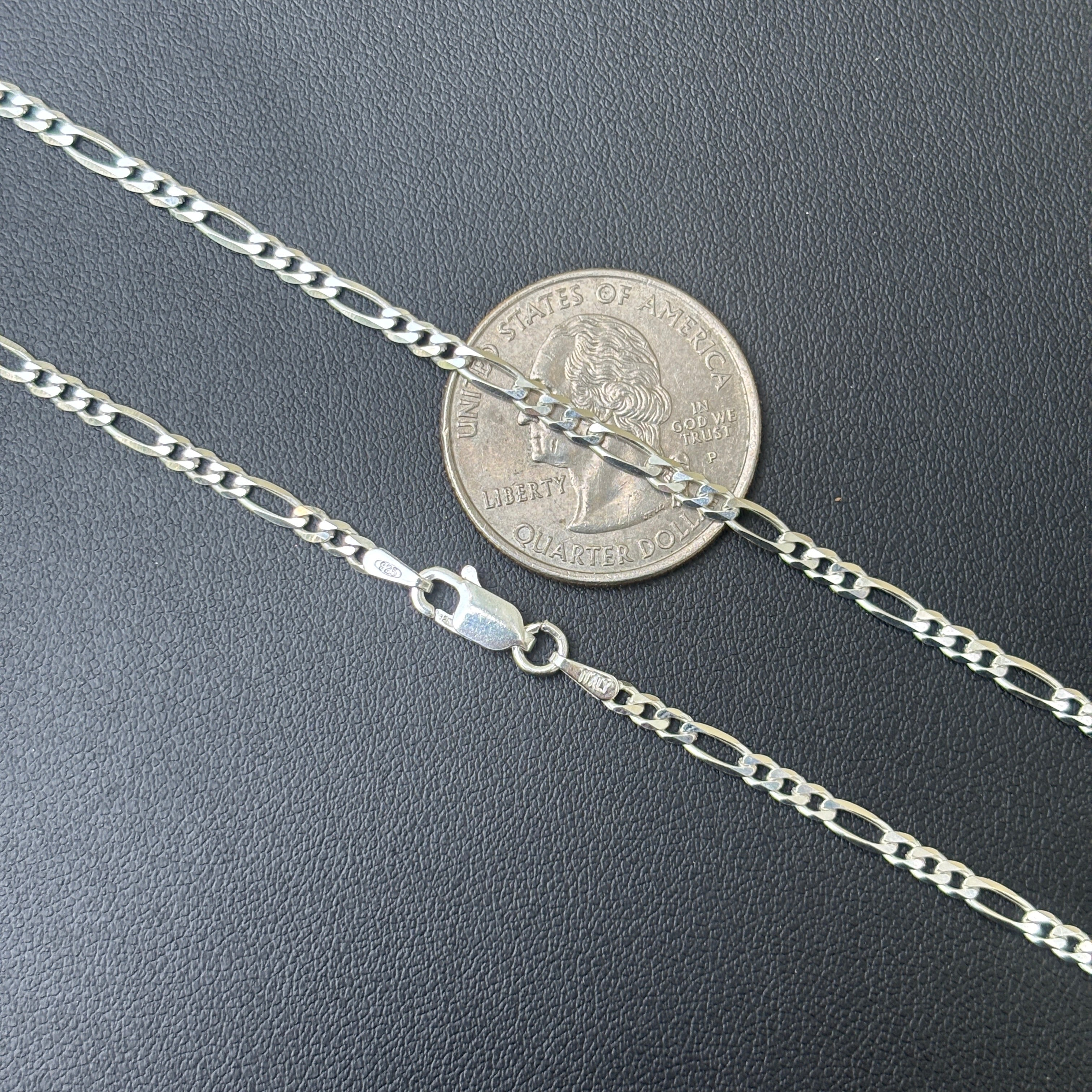 925 Sterling Silver 2.5mm Figaro Chain Necklace