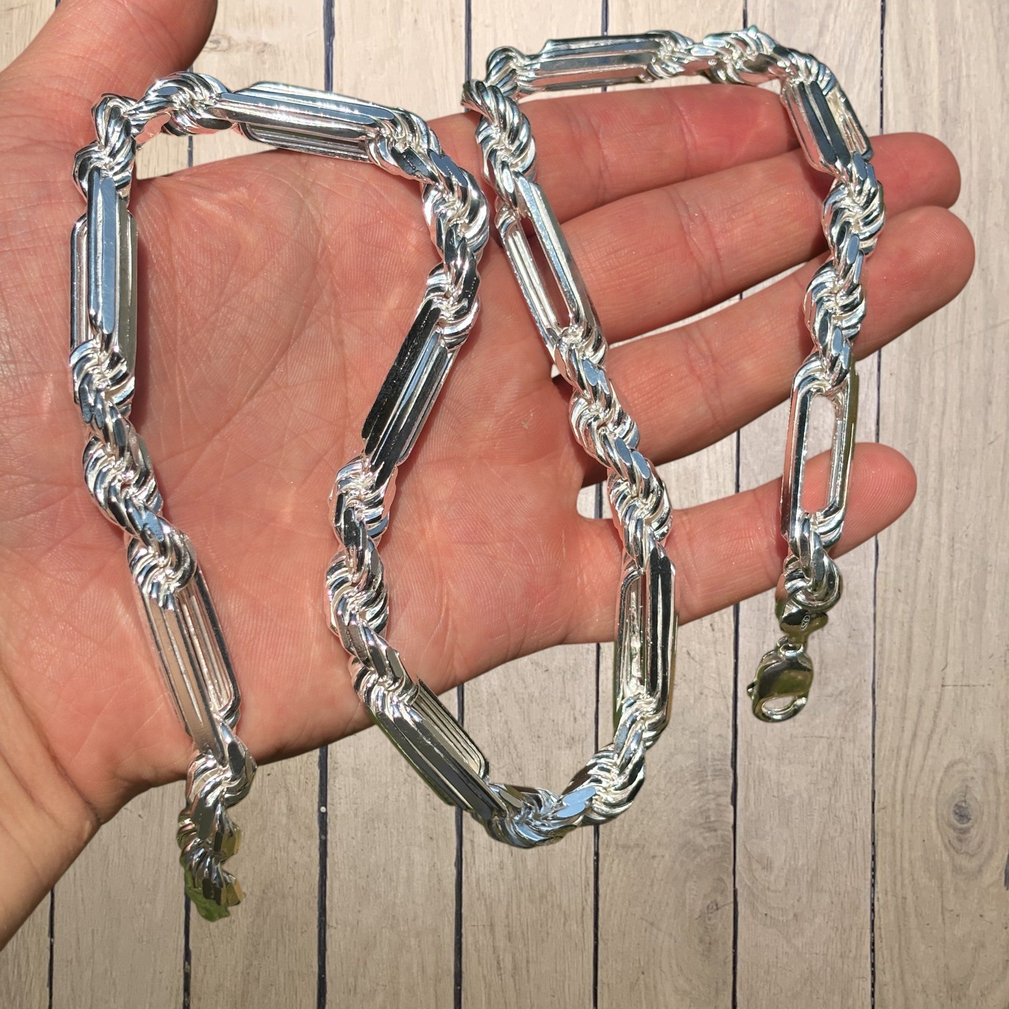 925 Sterling Silver 10mm Figarope Milano Chain Necklace