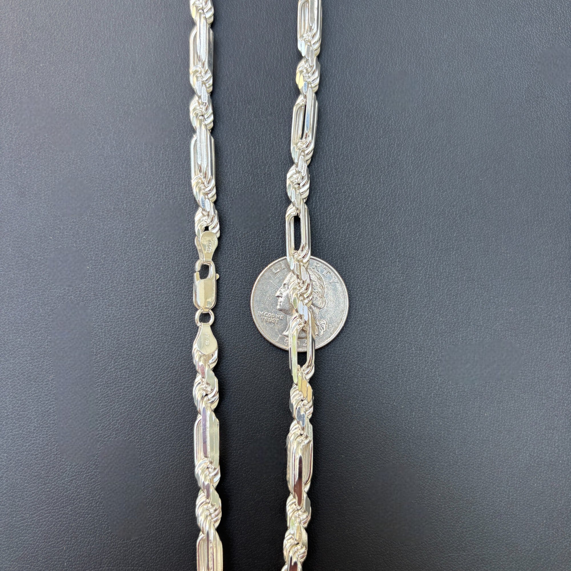 925 Sterling Silver 6mm Figarope Milano Chain Necklace