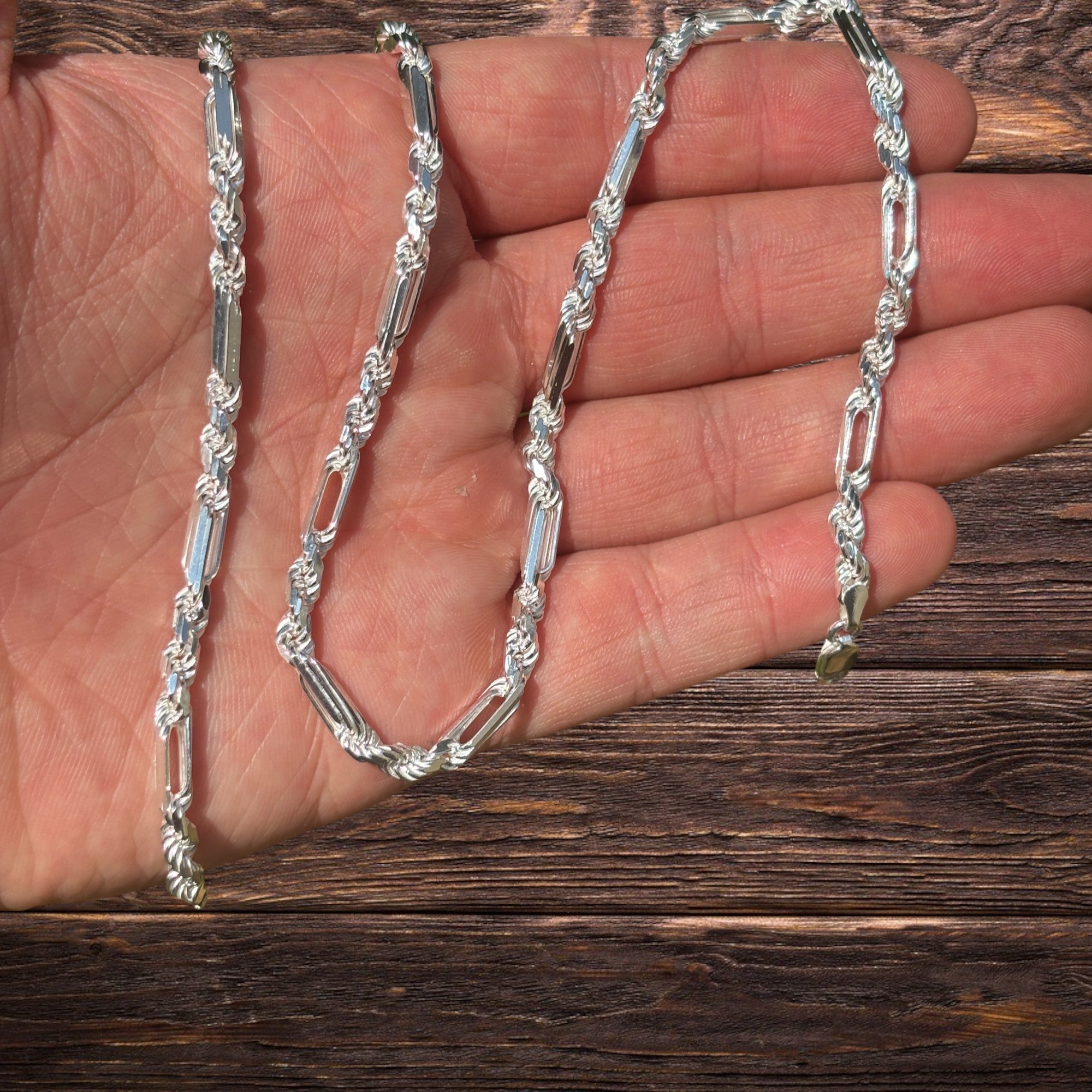 925 Sterling Silver 4mm Figarope Milano Chain Necklace