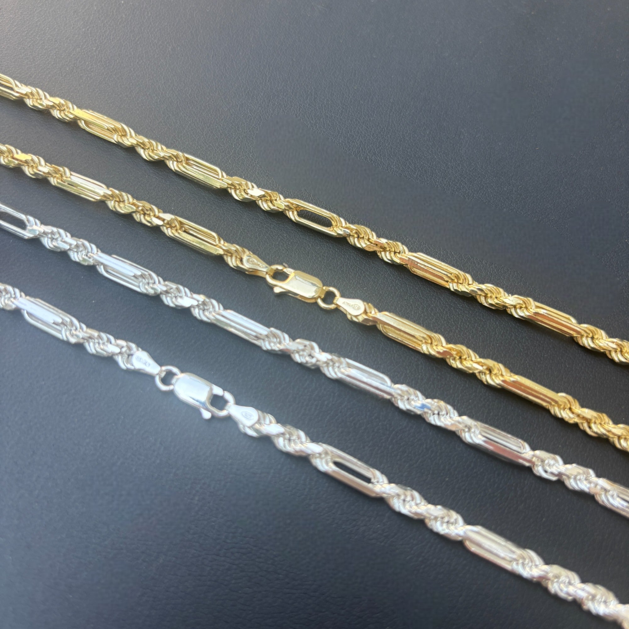 925 Sterling Silver 4mm Figarope Milano Chain Necklace