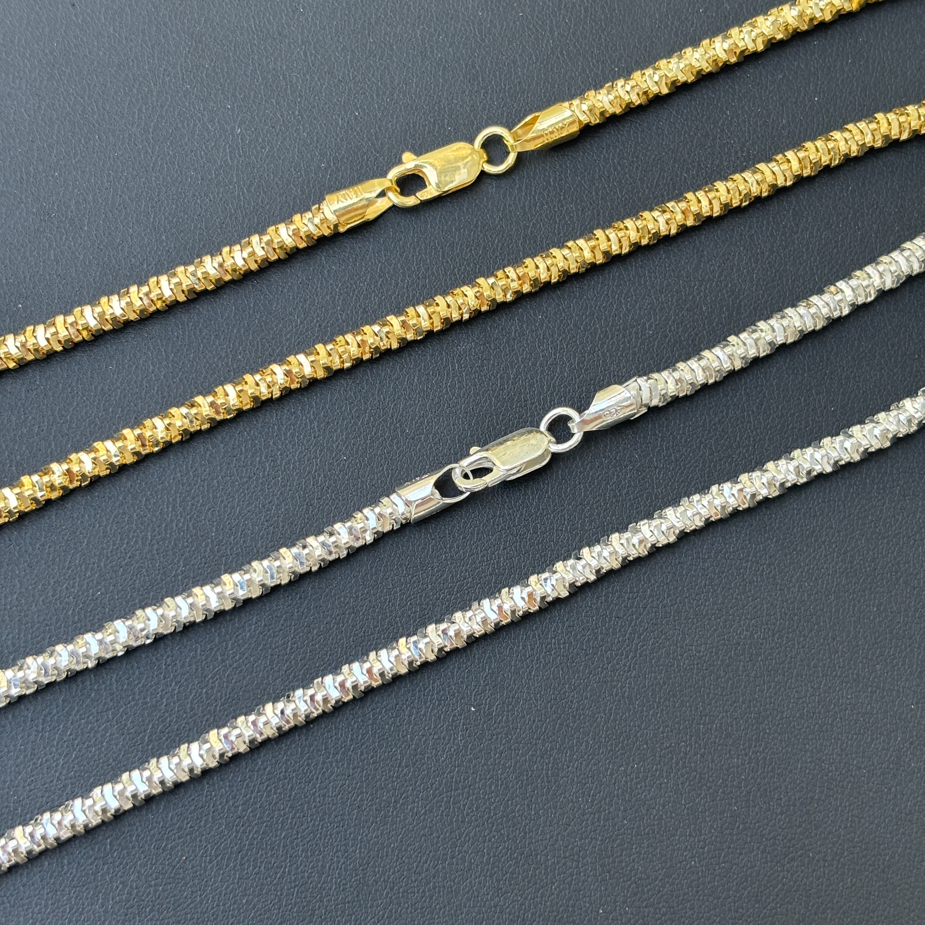 925 Sterling Silver 4mm Rock Chain Necklace