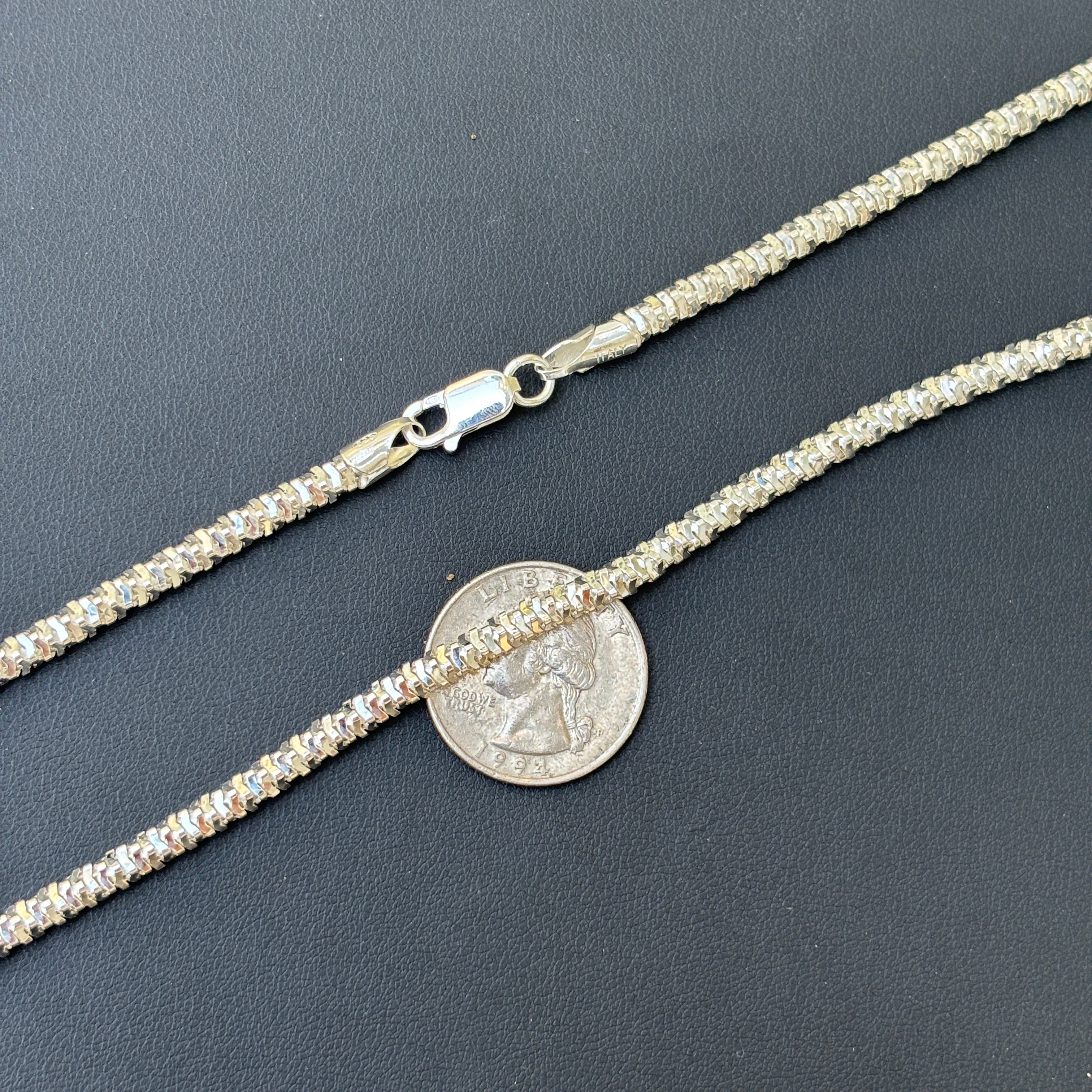 925 Sterling Silver 4mm Rock Chain Necklace