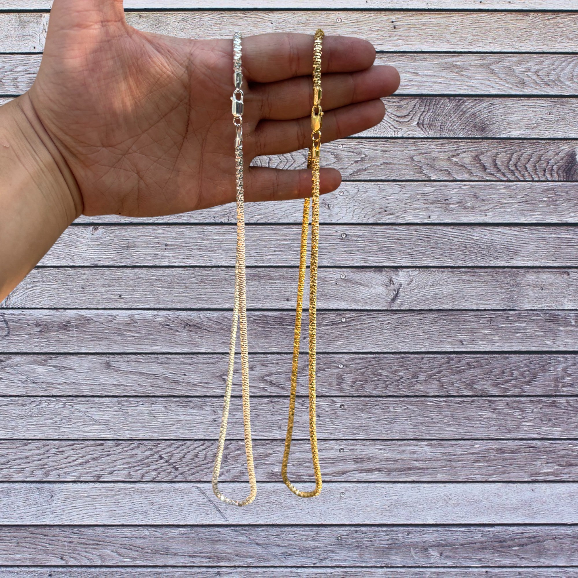 925 Sterling Silver 4mm Rock Chain Necklace