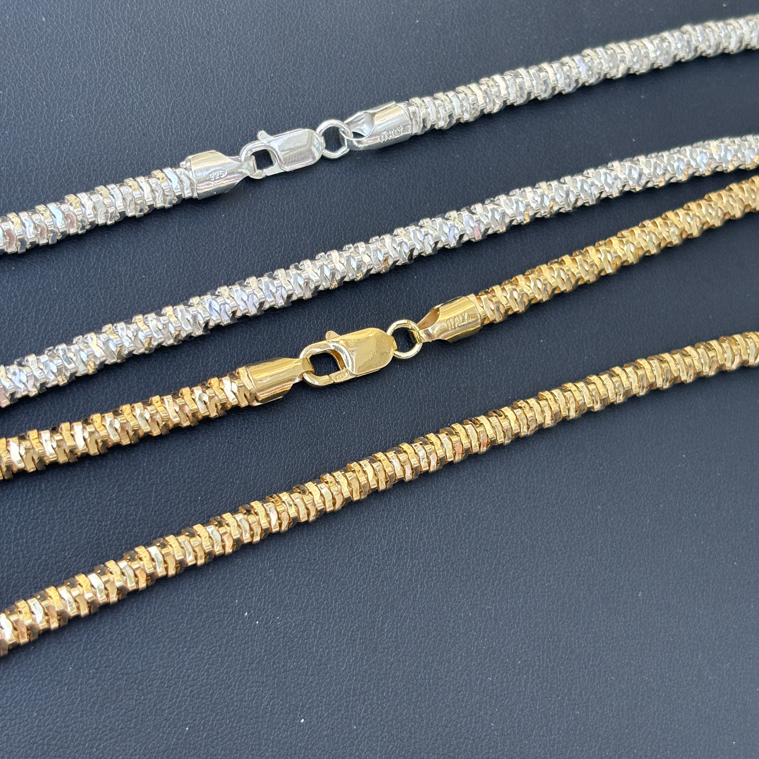 925 Sterling Silver 5mm Rock Chain Necklace