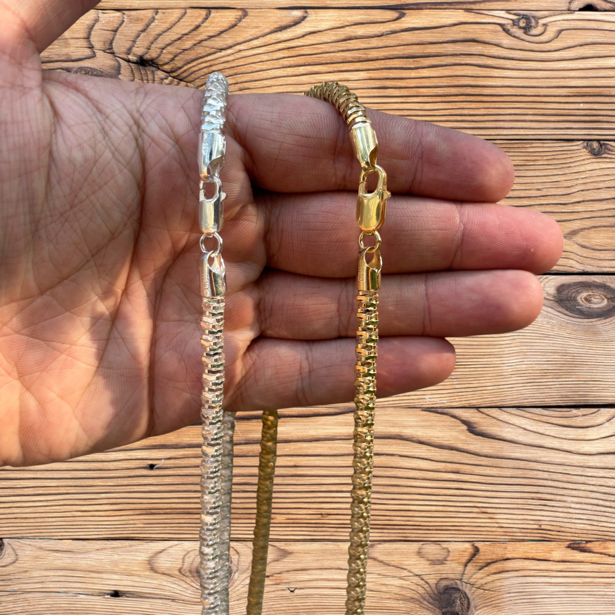 925 Sterling Silver 5mm Rock Chain Necklace