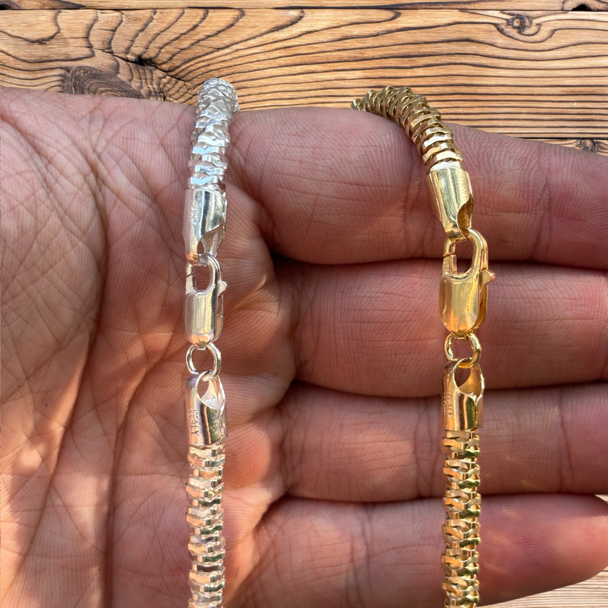 925 Sterling Silver 5mm Rock Chain Necklace