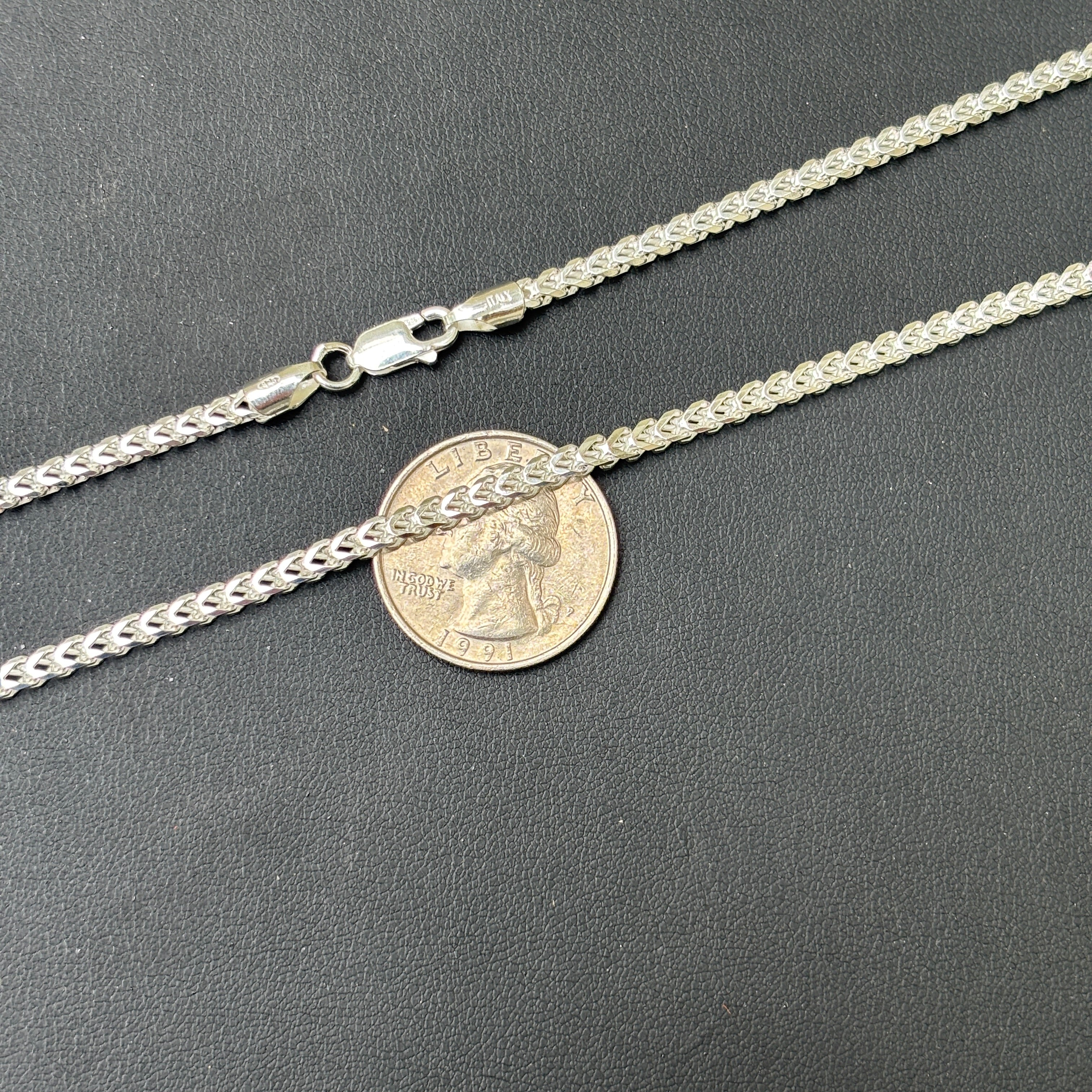 925 Sterling Silver 2.5mm Franco Chain Necklace