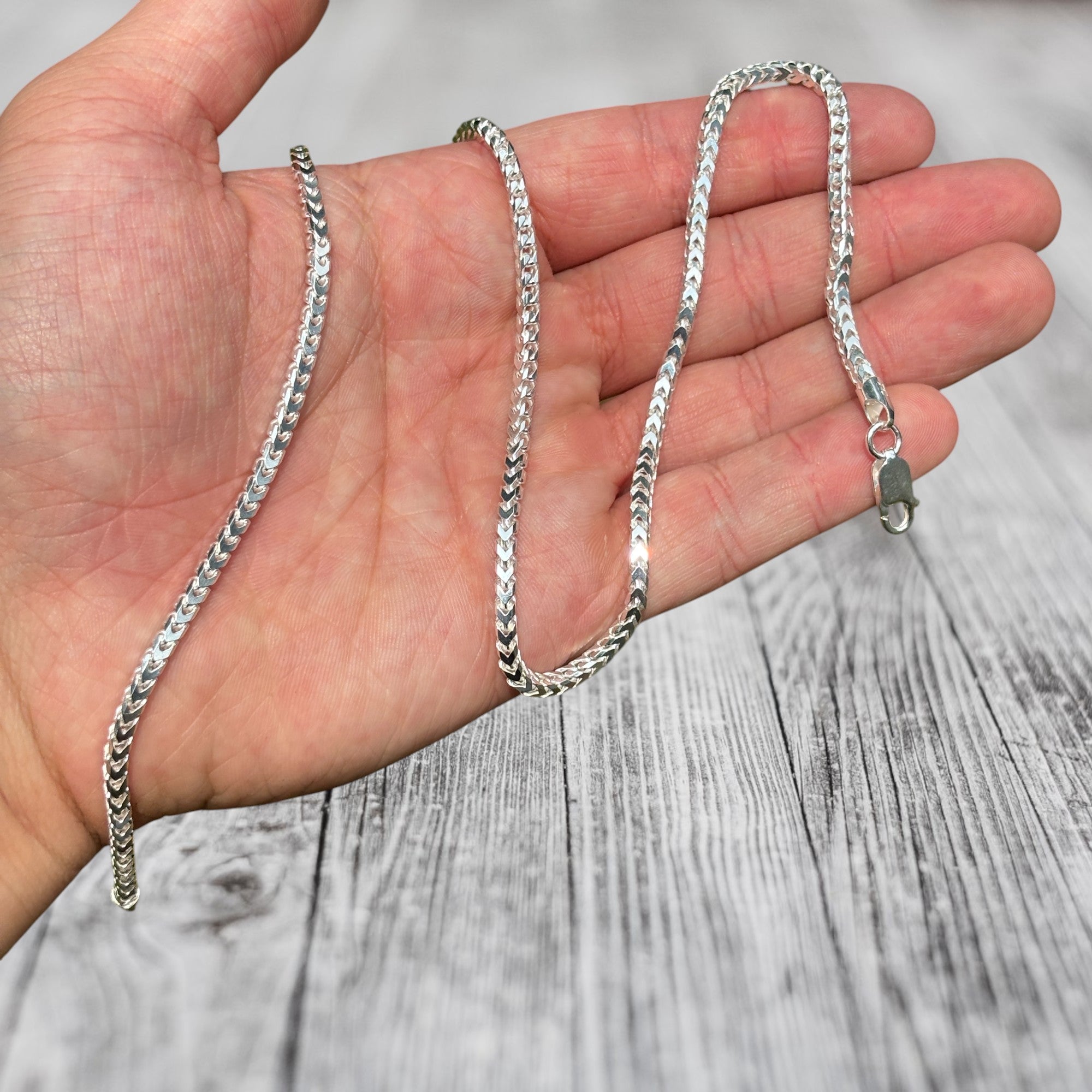 925 Sterling Silver 3mm Franco Chain Necklace