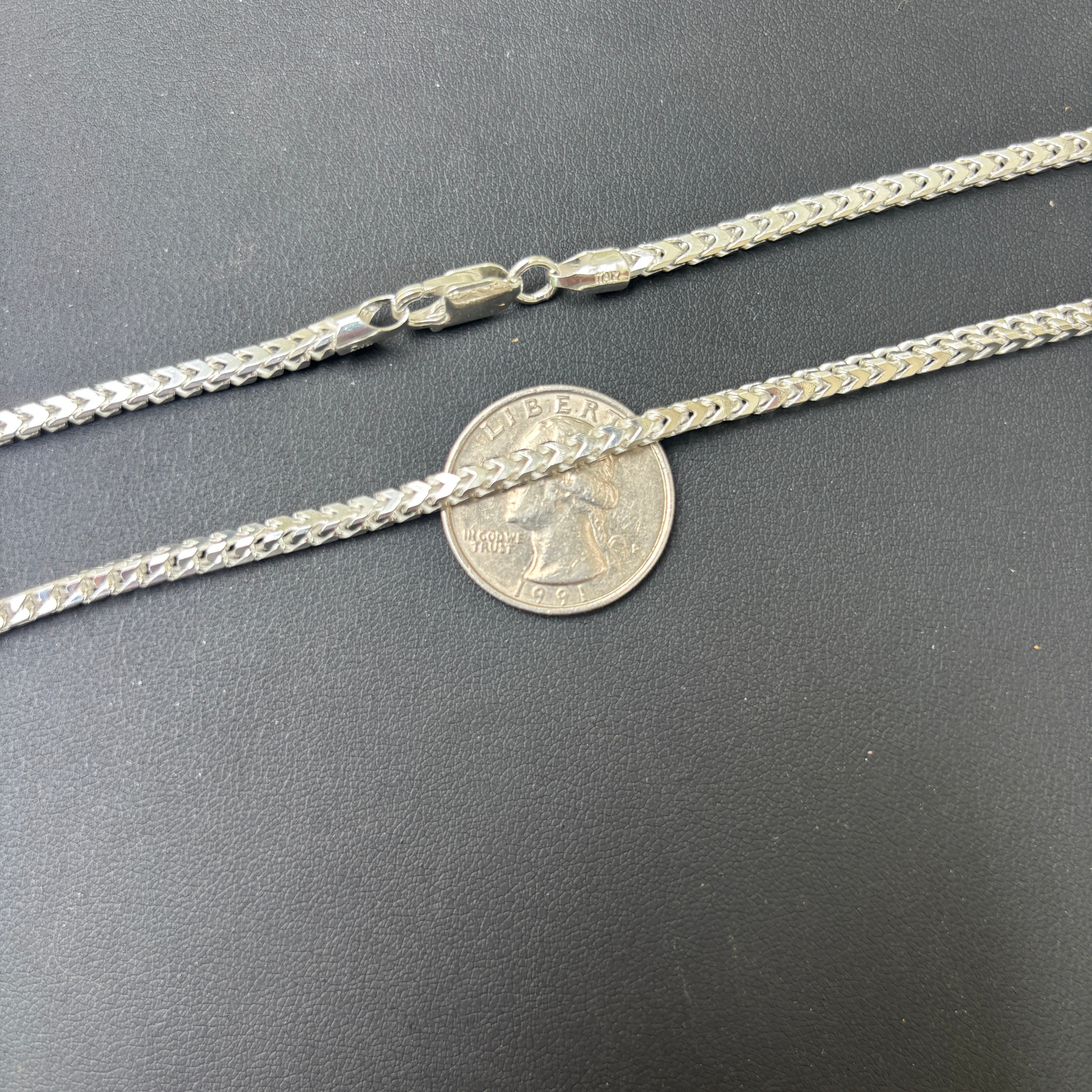 925 Sterling Silver 3mm Franco Chain Necklace
