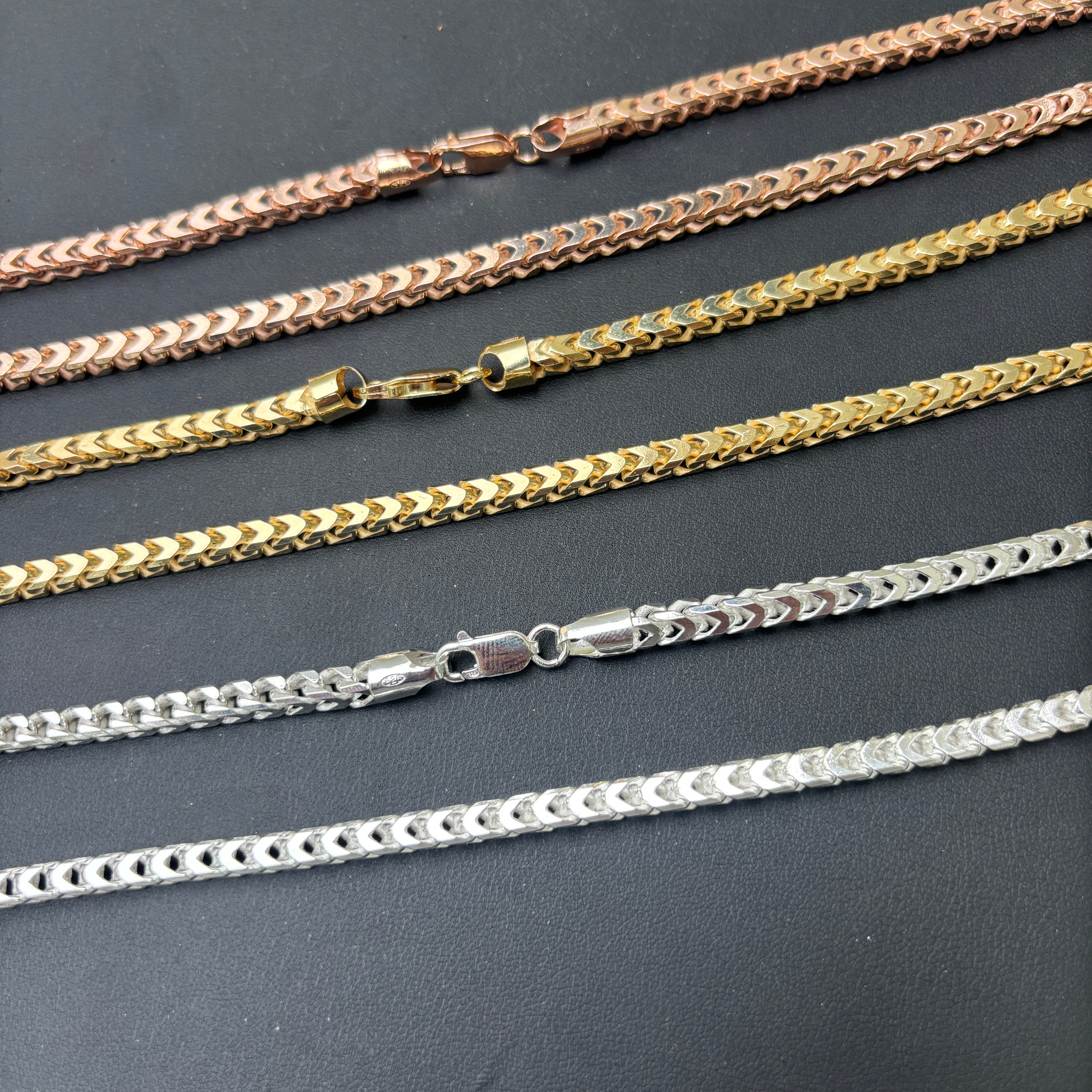 925 Sterling Silver 5mm Franco Chain Necklace