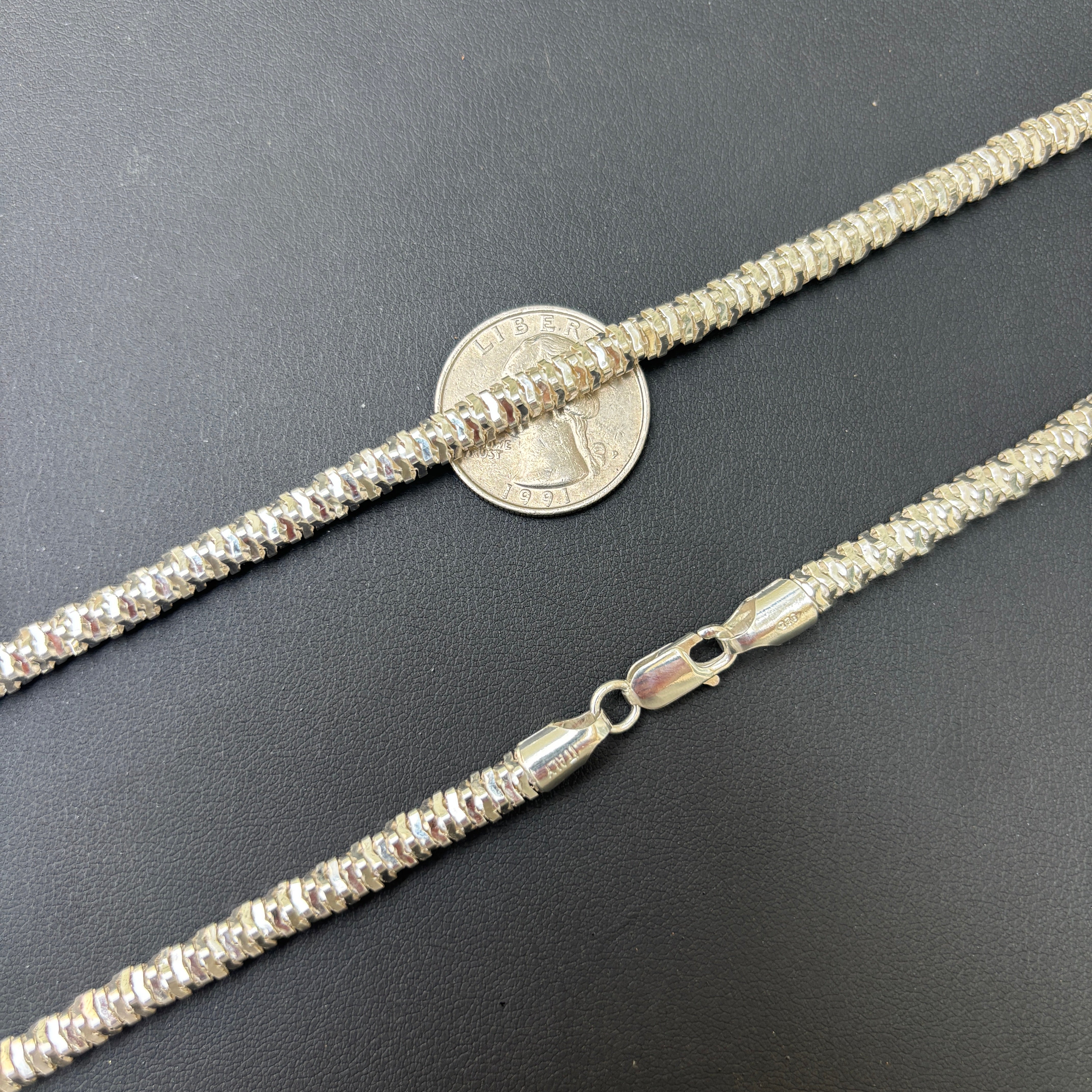 925 Sterling Silver 5mm Rock Chain Necklace