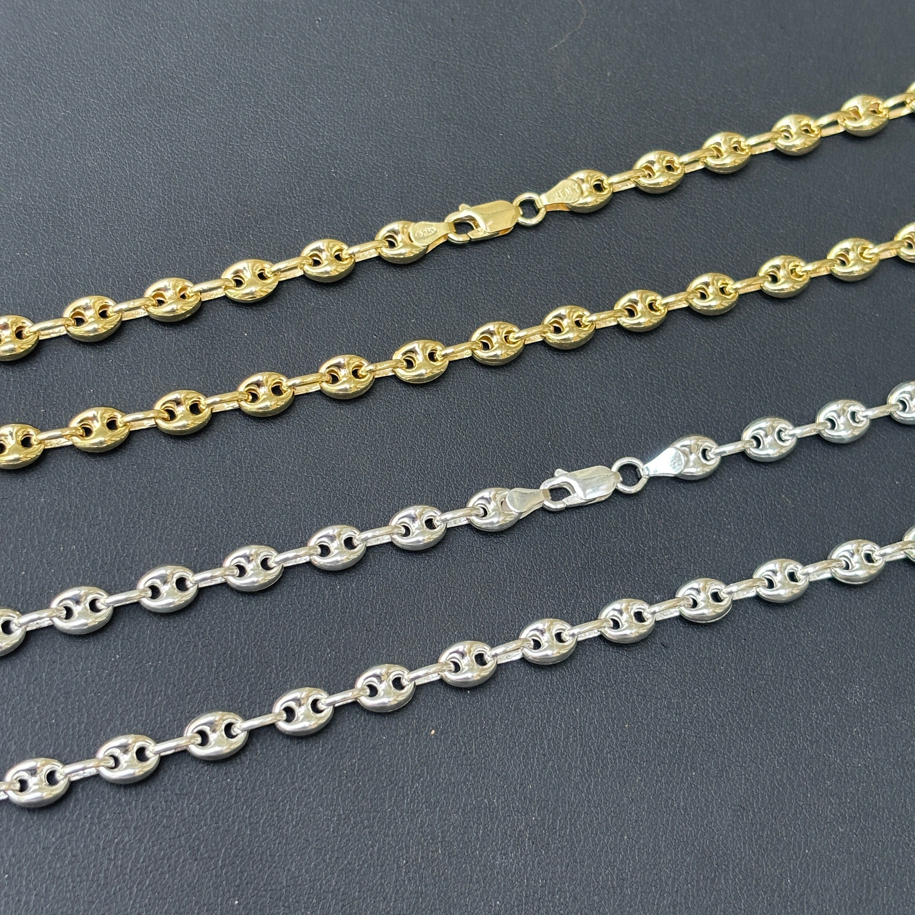 925 Sterling Silver 6mm Puffed Gucci Chain Necklace
